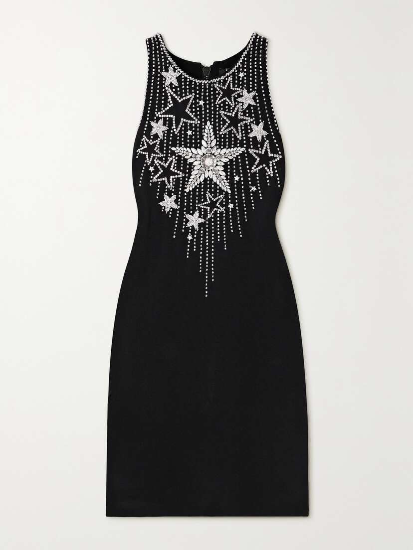 Balmain Crystal-embellished Stretch-silk Mini Dress
