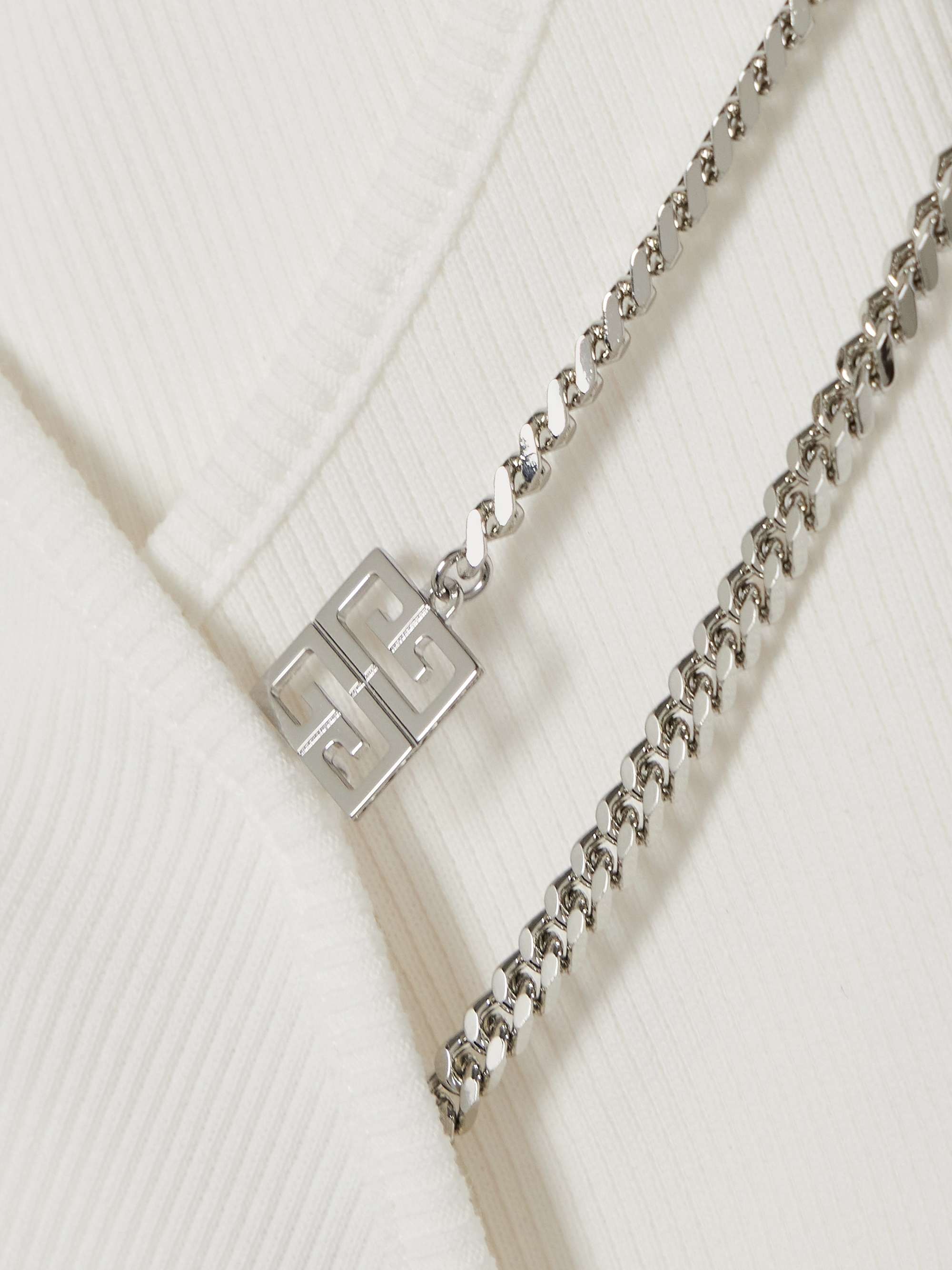 GIVENCHY One-shoulder chain-embellished ribbed cotton-blend GIVENCHY One-shoulder chain-embellished ribbed cotton-blend