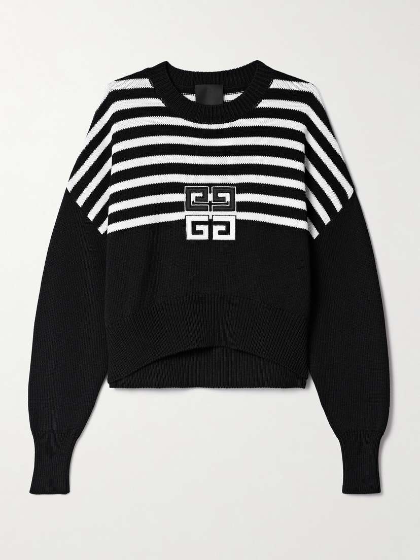 Givenchy Embroidered Striped Knitted Sweater