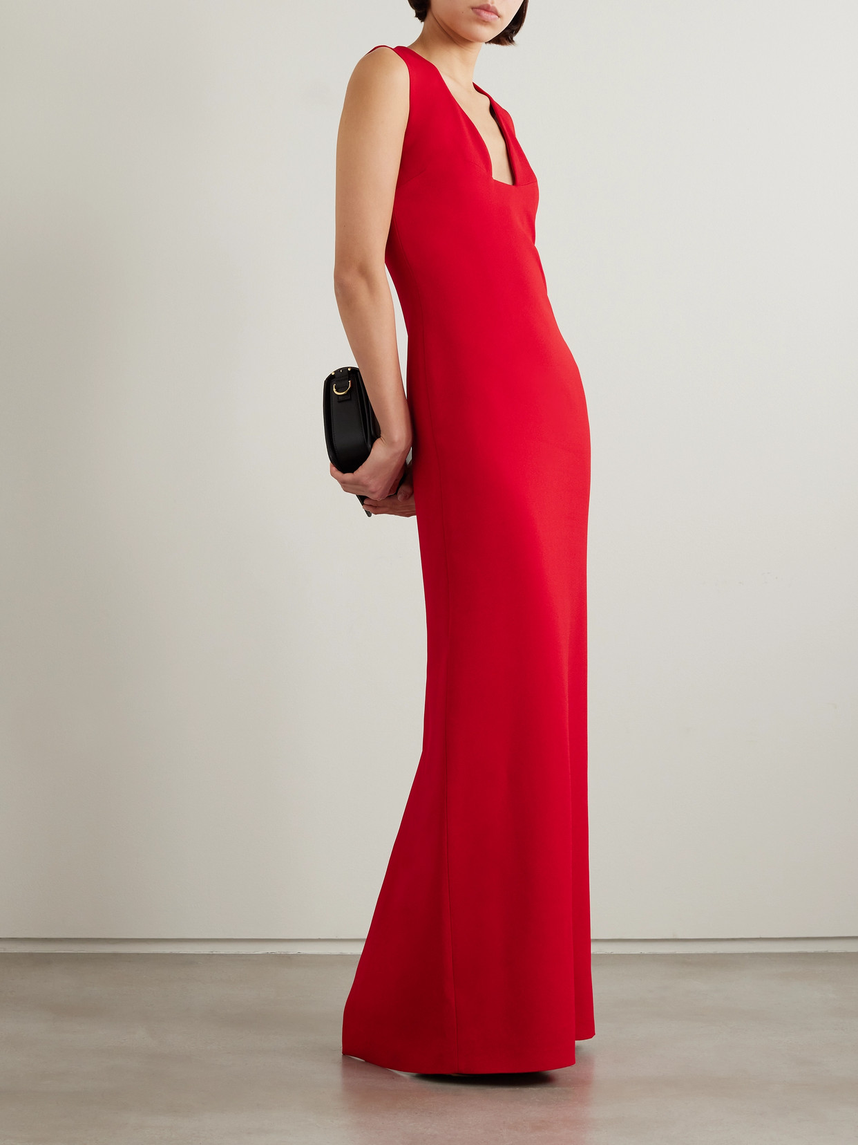 Givenchy Plunge Neck Sleeveless Column Gown In Red