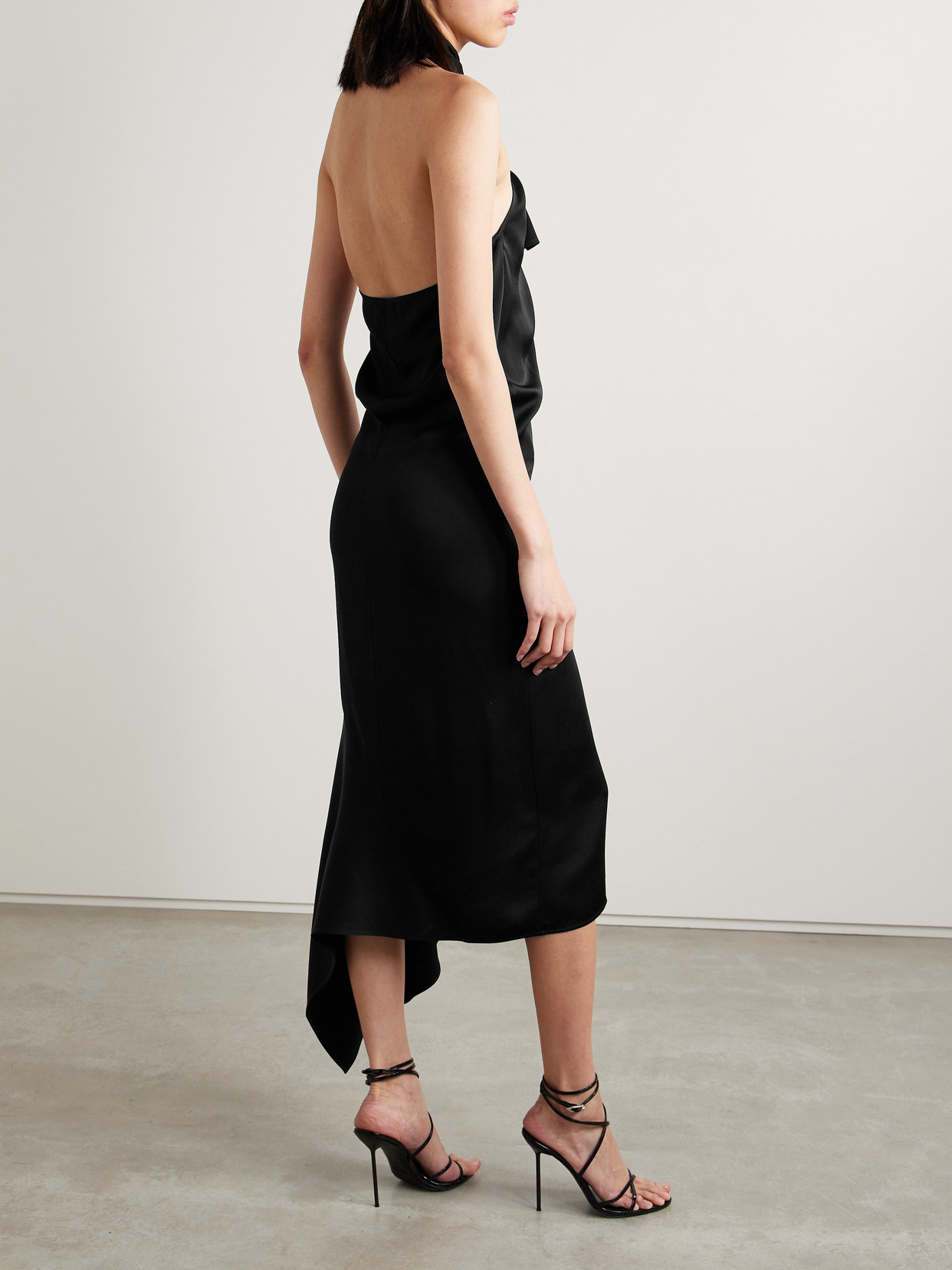 Shop Givenchy Asymmetric Knotted Crepe De Chine Halterneck Midi Dress In Unknown