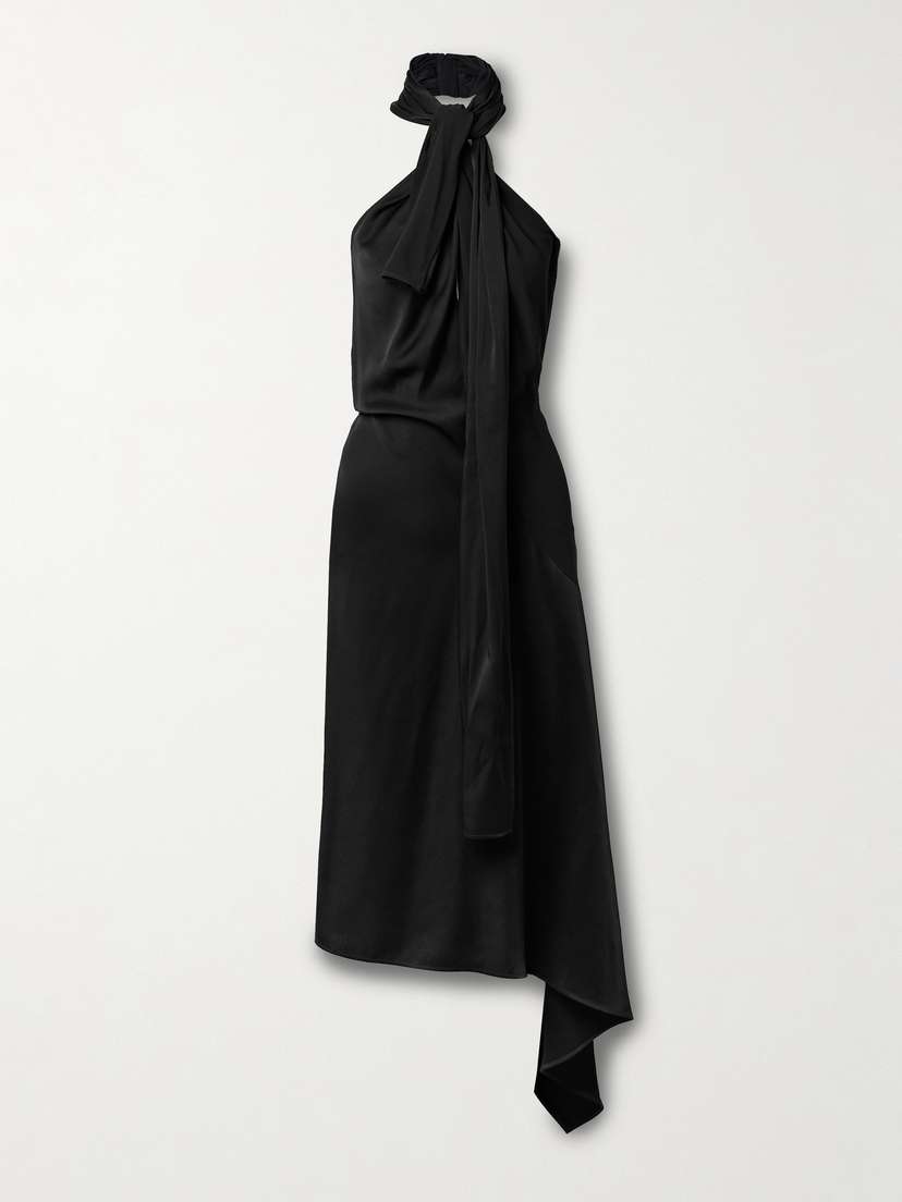 Givenchy Asymmetric Knotted Crepe De Chine Halterneck Midi Dress