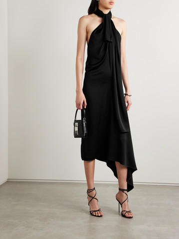 Givenchy Asymmetric knotted crepe de chine halterneck midi dress
