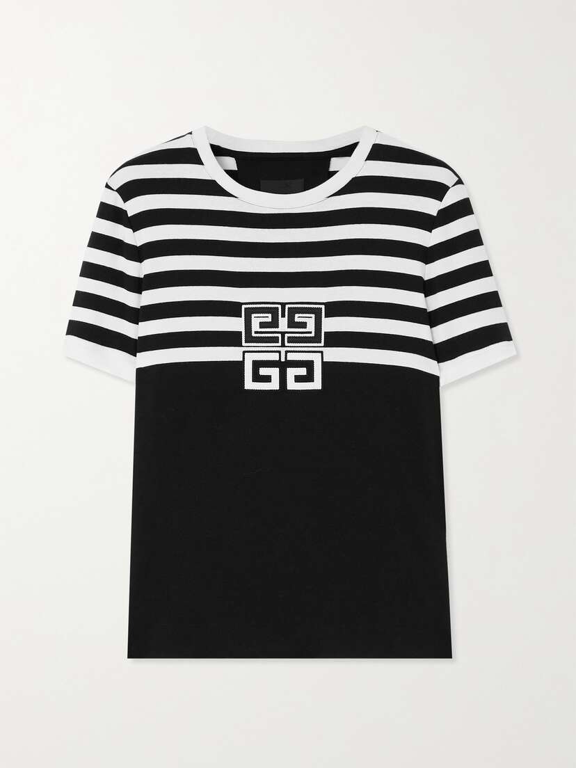 Givenchy Appliquéd Striped Cotton-jersey T-shirt