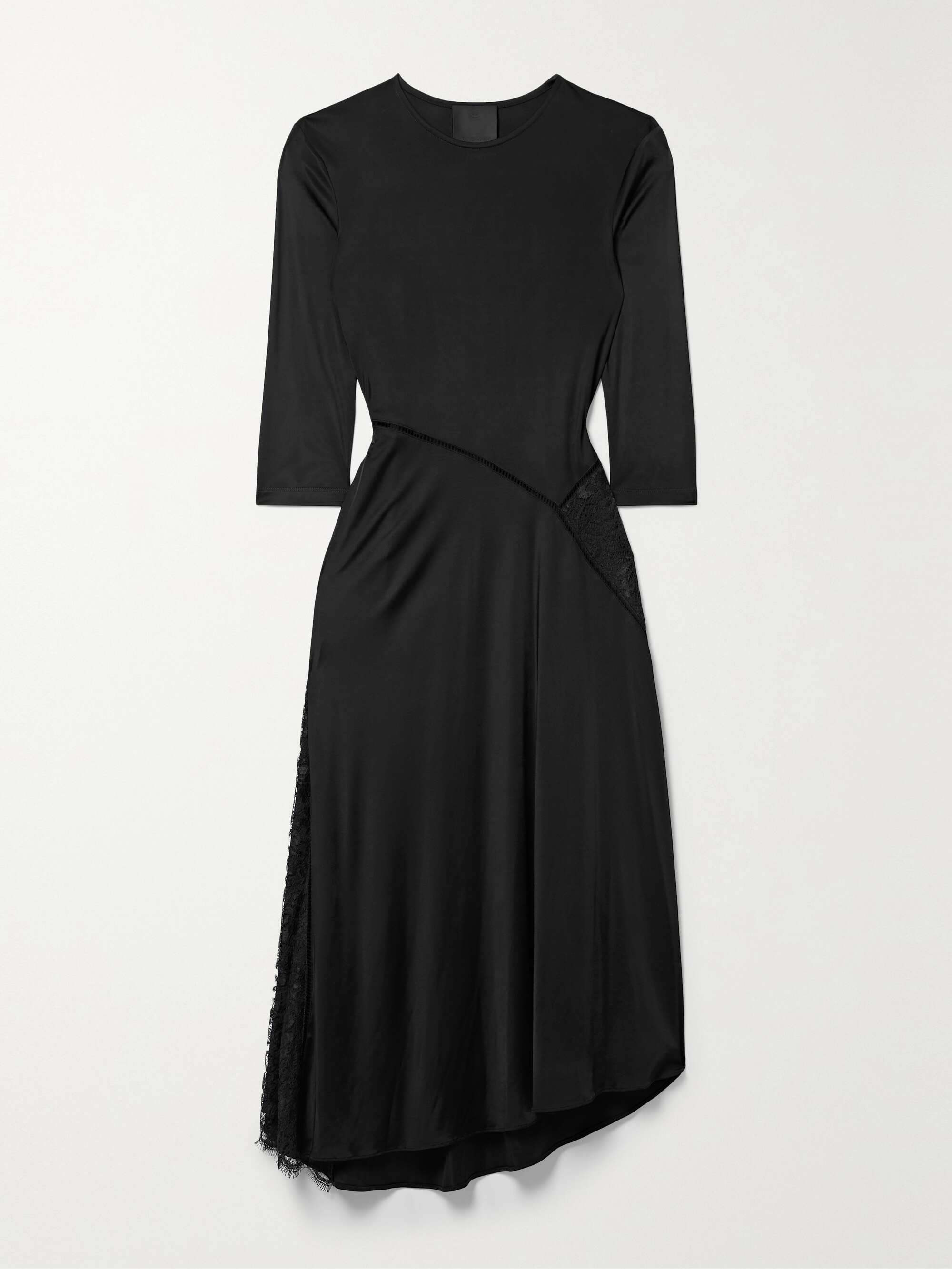 GIVENCHY Asymmetric lace-paneled jersey midi dress | NET-A-PORTER