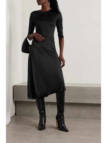 Givenchy Asymmetric lace-paneled jersey midi dress