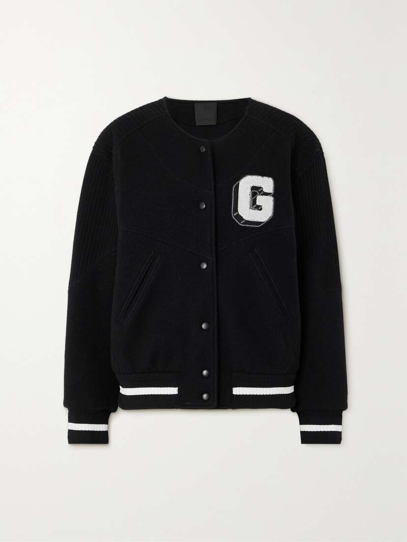 Givenchy Embroidered Ribbed Wool Bomber Jacket - x large
