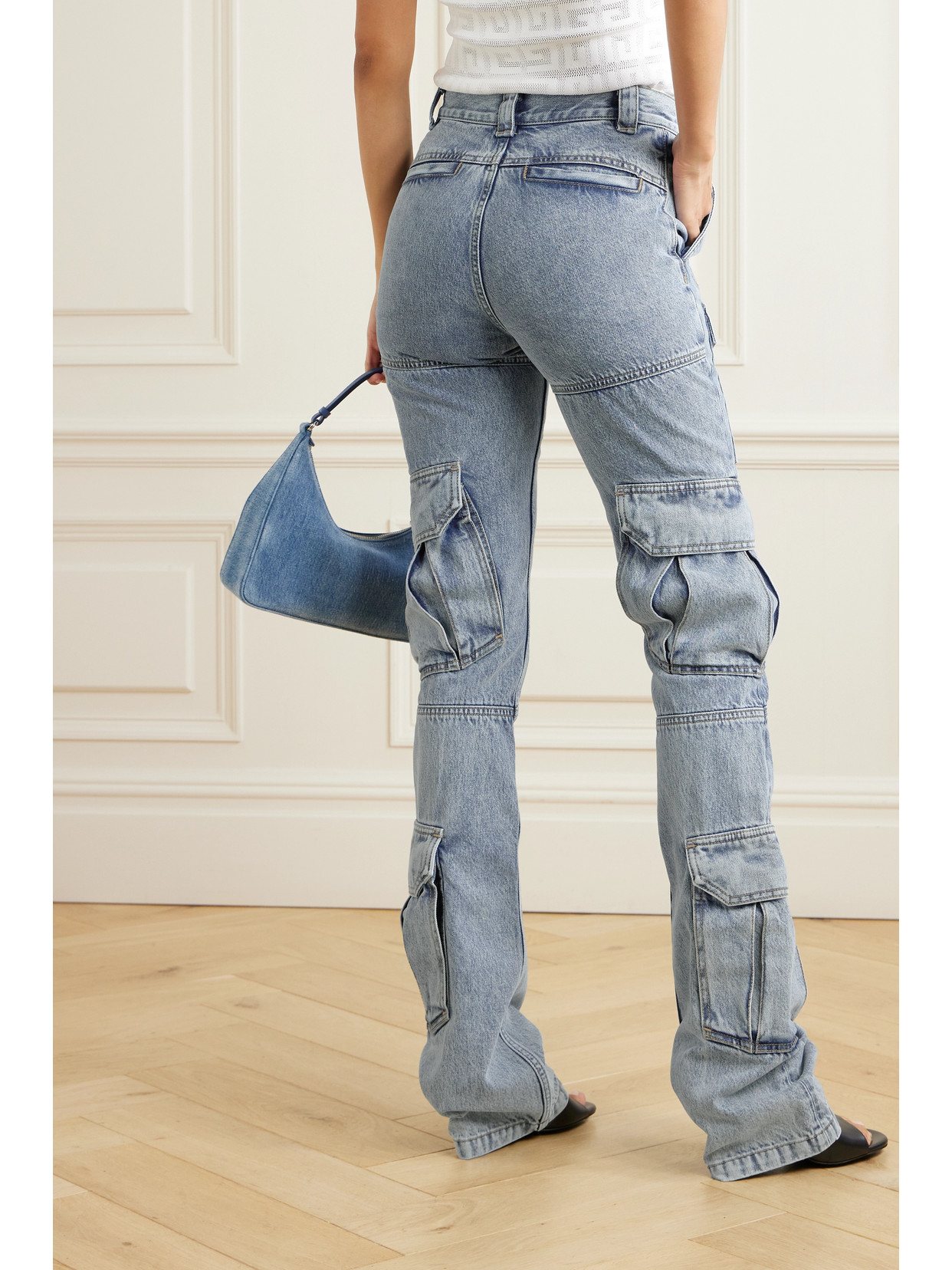 High-Rise Straight-Leg Cargo Jeans