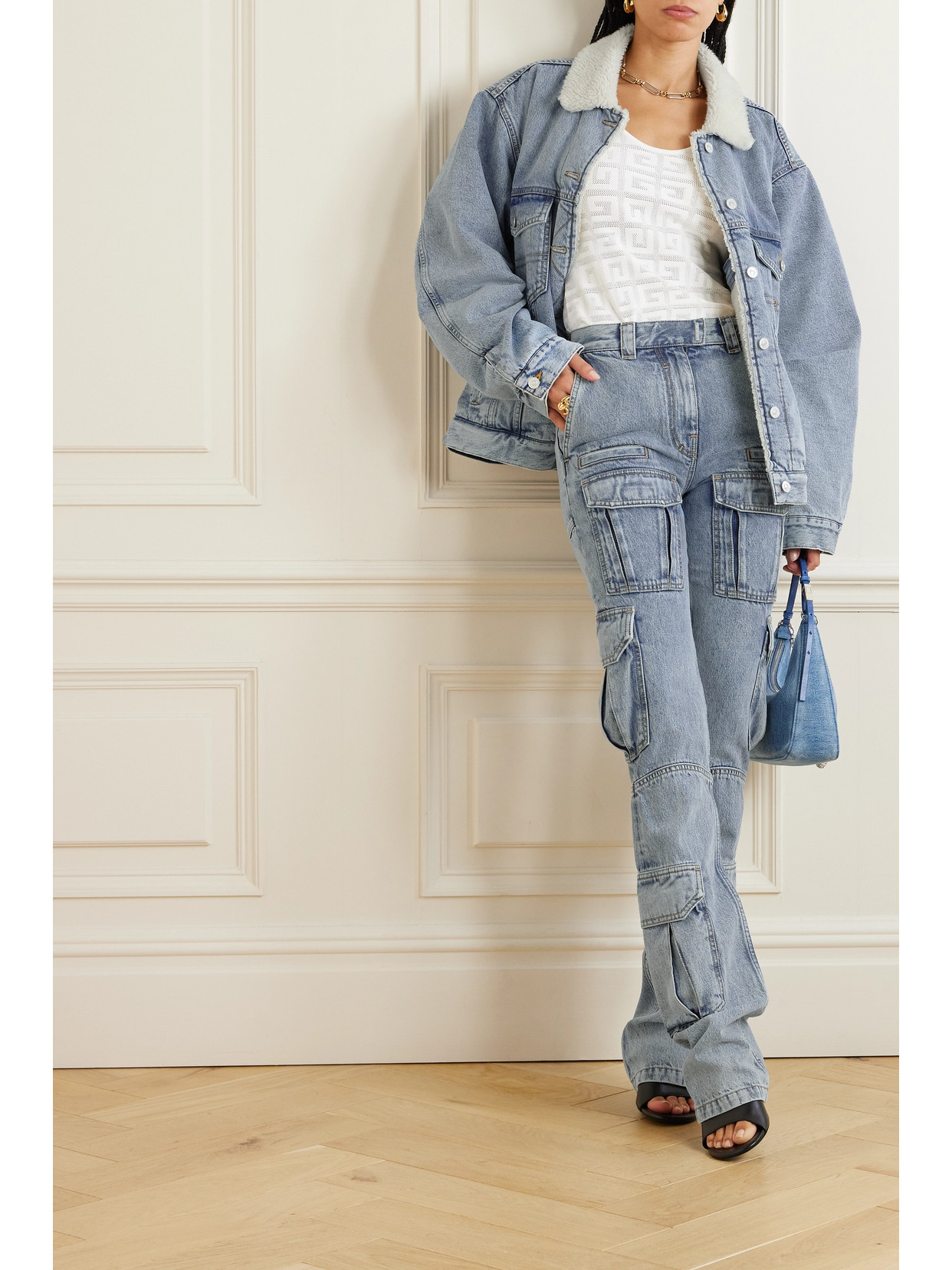 High-Rise Straight-Leg Cargo Jeans