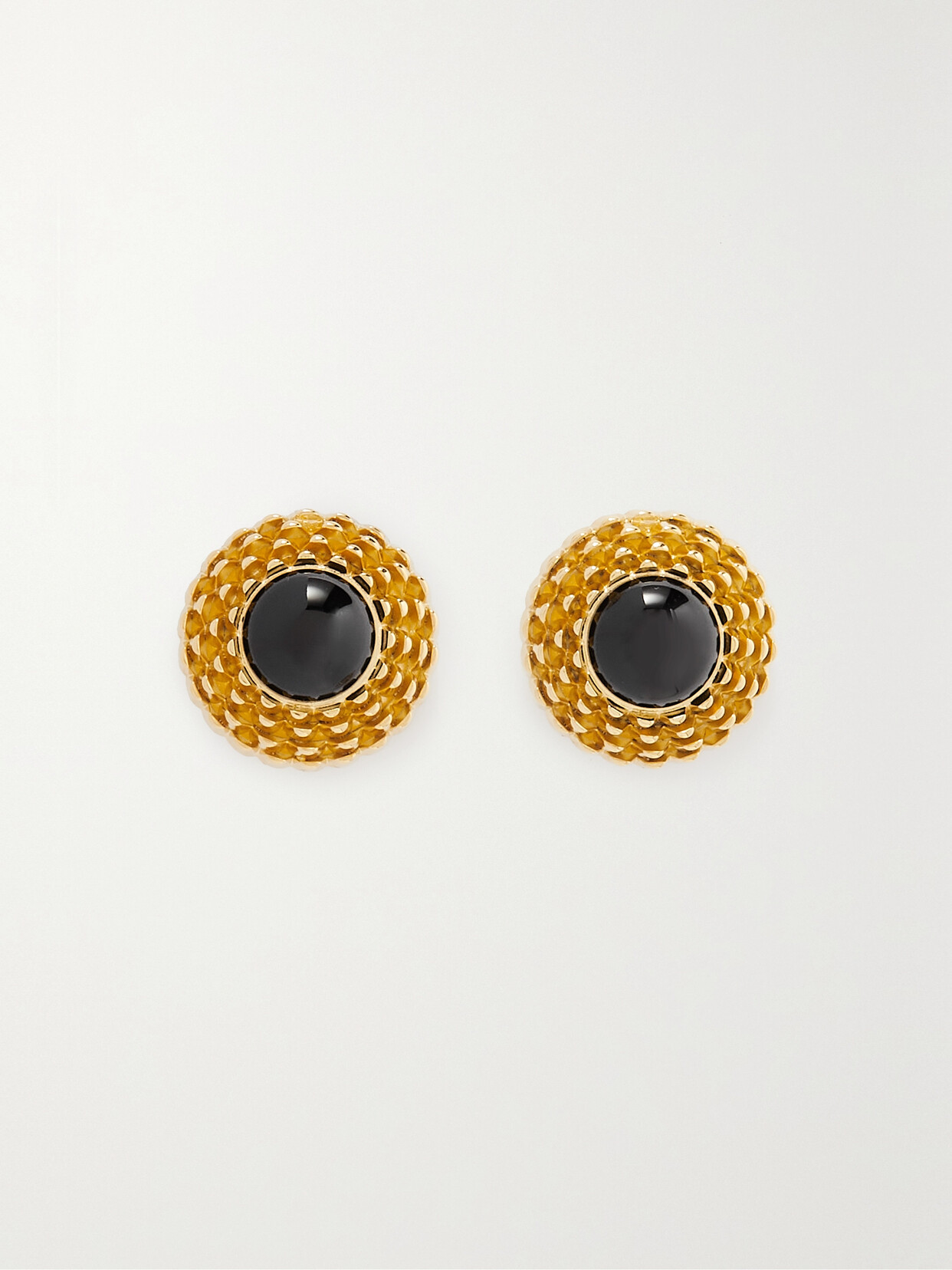 SAINT LAURENT - Gold-tone Resin Clip Earrings - Black