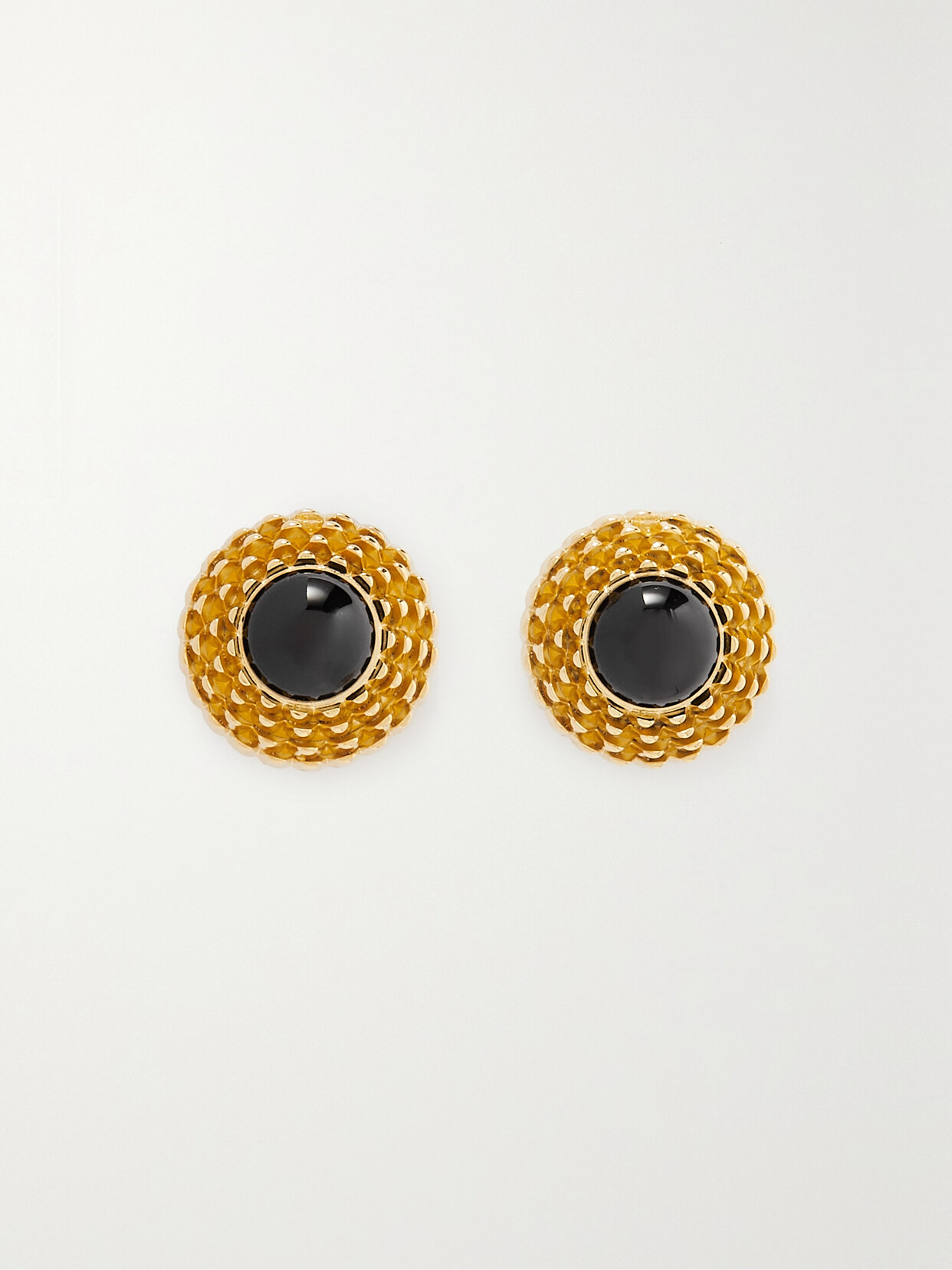 Saint Laurent Gold-tone Resin Clip Earrings In Black