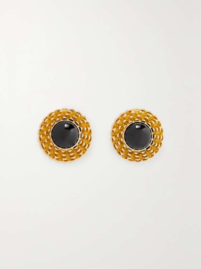Saint Laurent Gold-tone Resin Clip Earrings