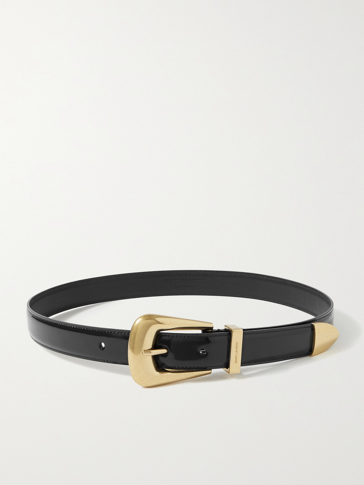 Saint Laurent Patent-leather Belt In Black