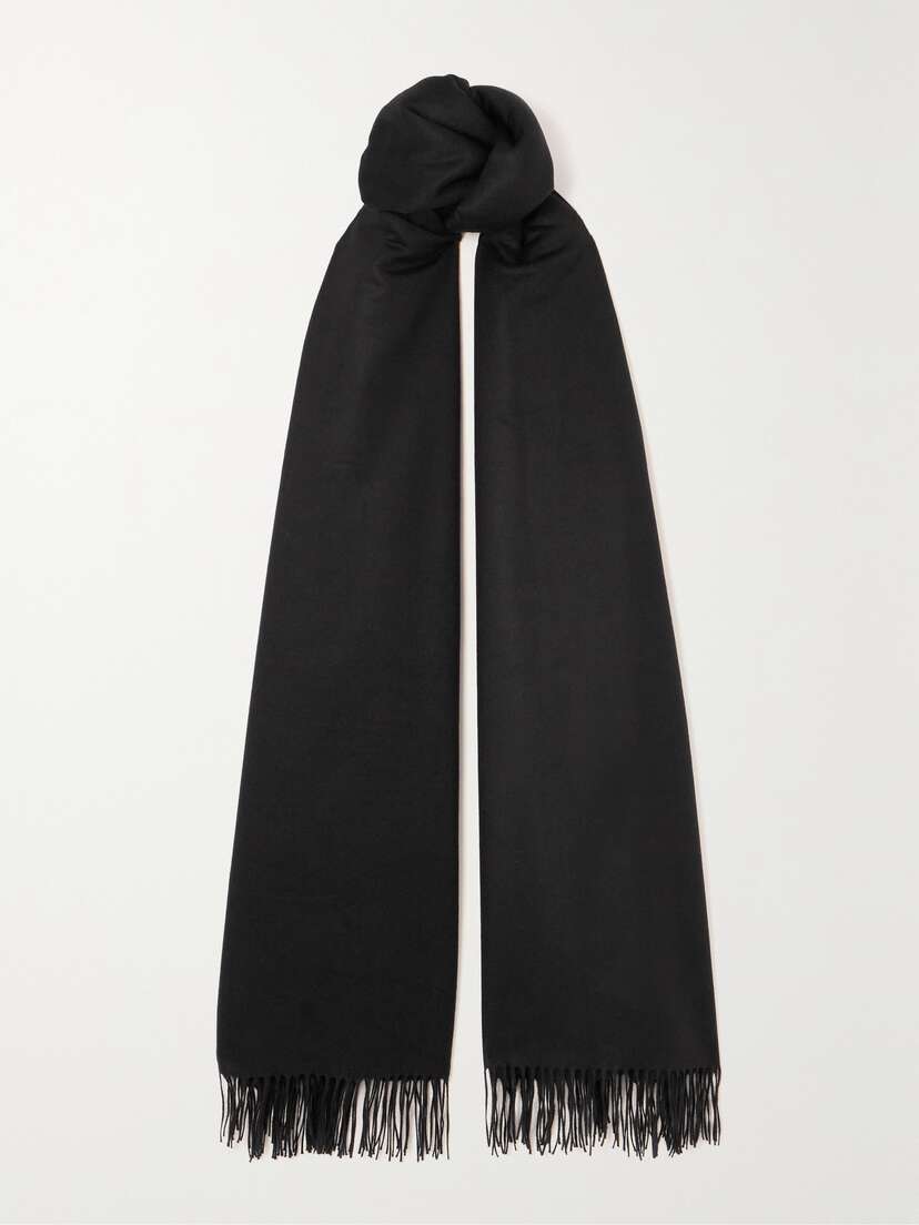 Saint Laurent Fringed Silk And Cashmere-blend Scarf