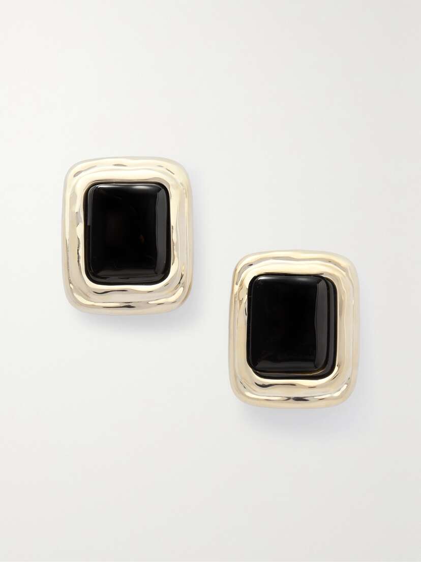 Saint Laurent Gold-tone Resin Clip Earrings