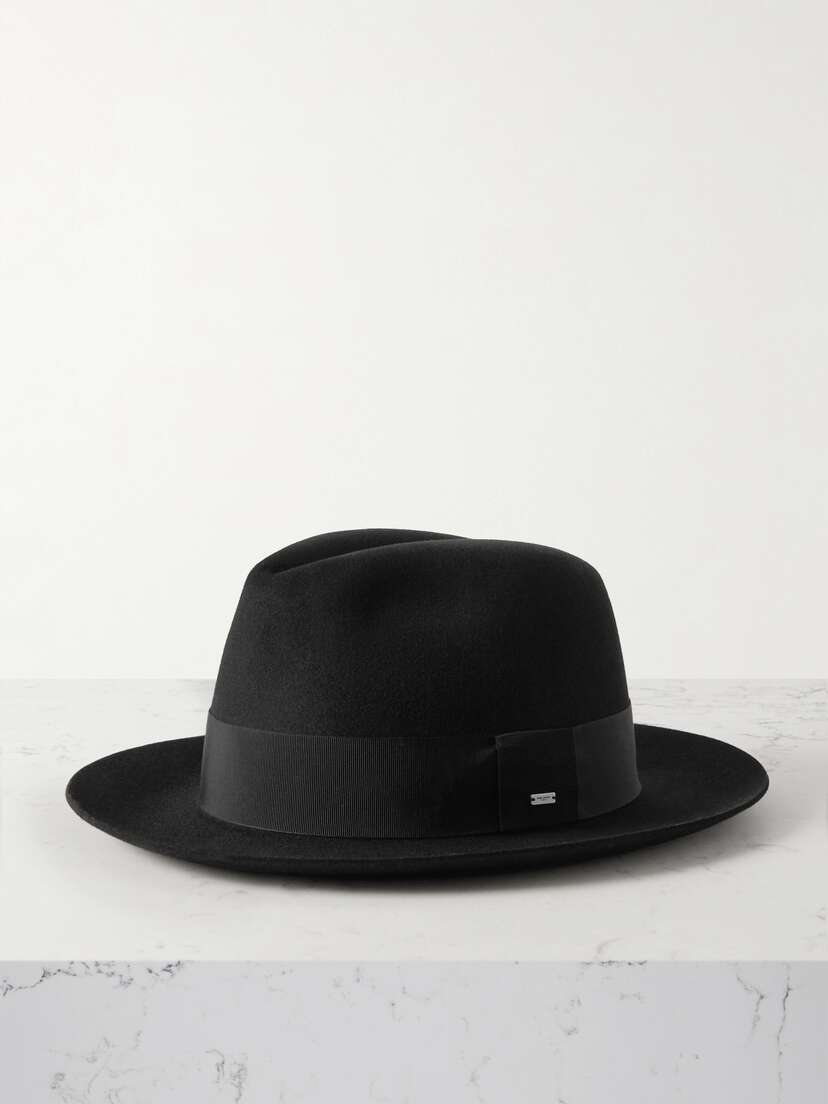 Saint Laurent Embellished Grosgrain-trimmed Wool Fedora