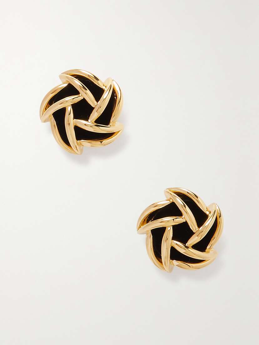 Saint Laurent Gold-tone Velvet Clip Earrings