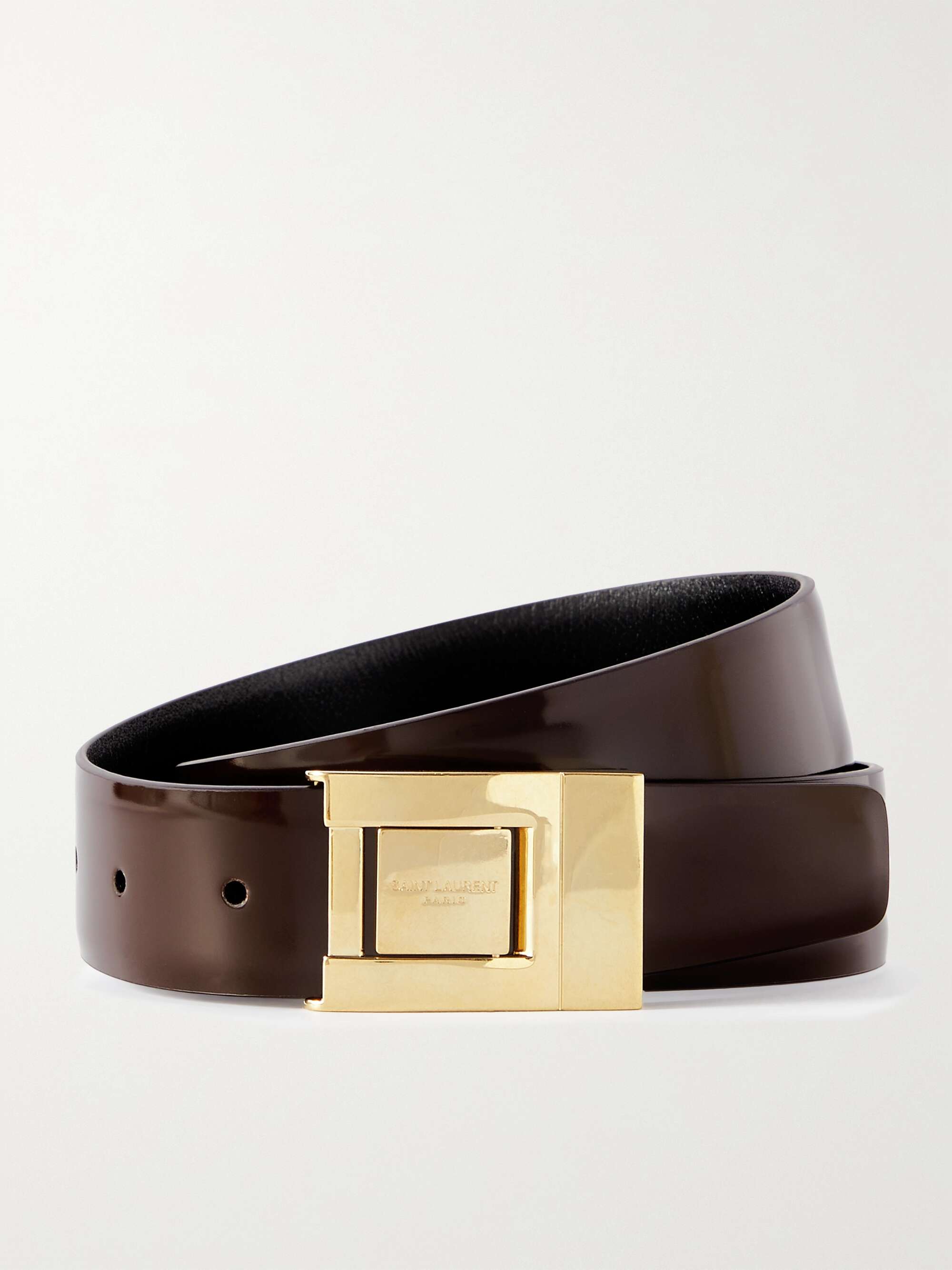 SAINT LAURENT Glossed-leather belt | NET-A-PORTER