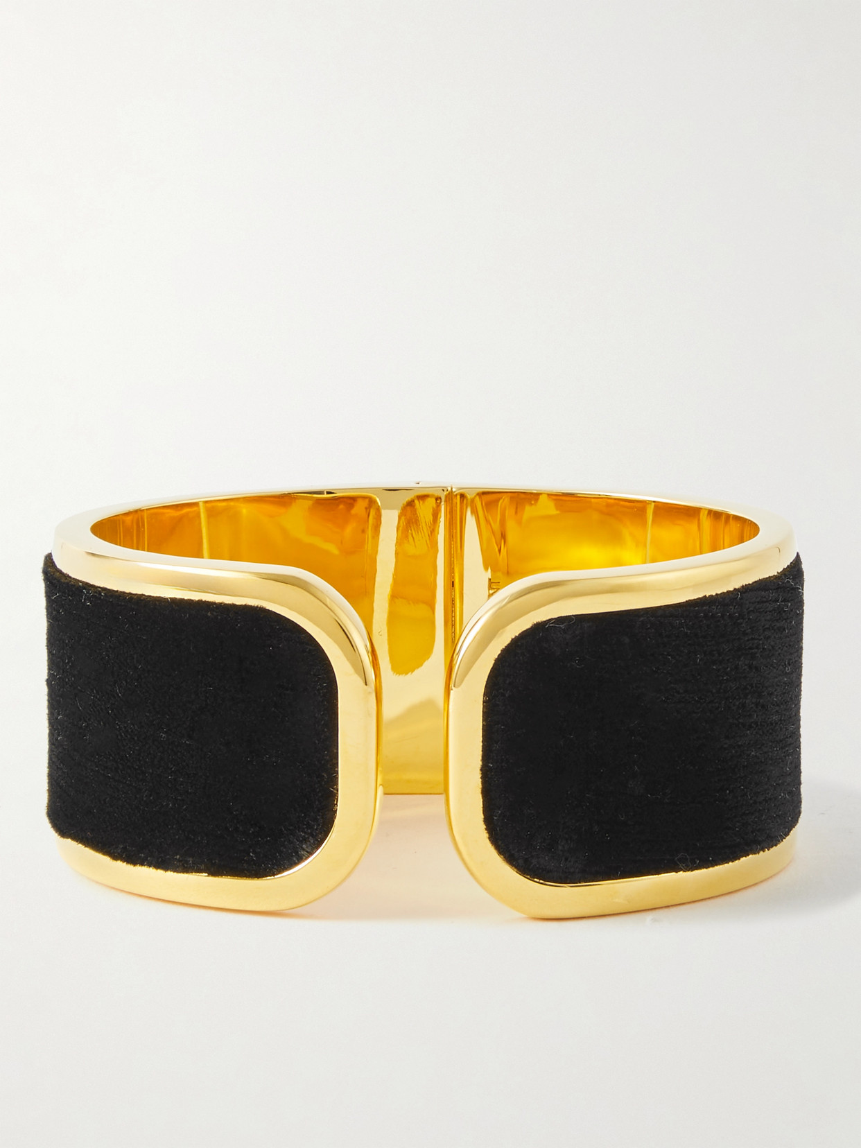 Saint Laurent Velvet And Gold-tone Cuff In Black