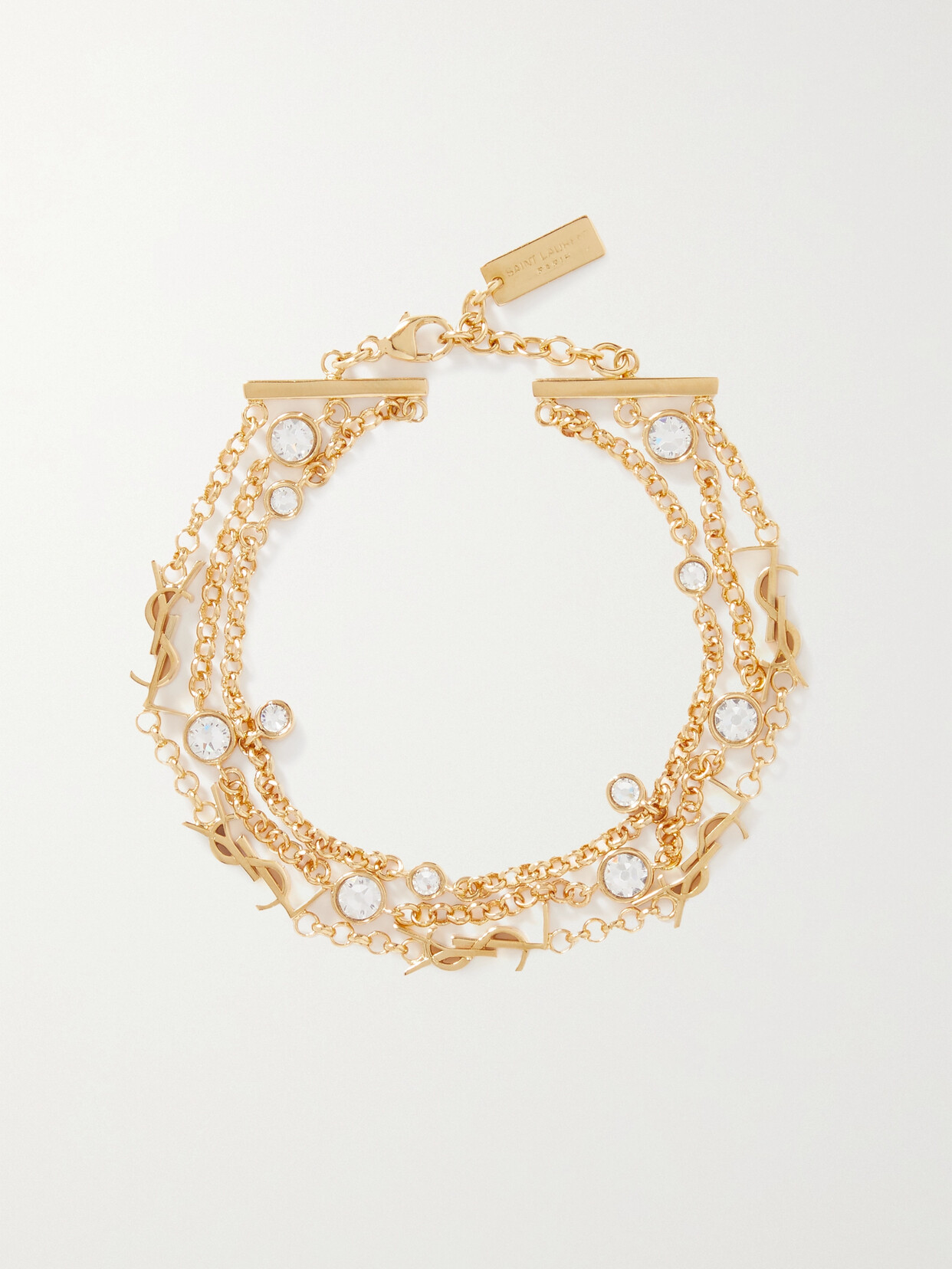 Saint Laurent Gold-tone Crystal Bracelet