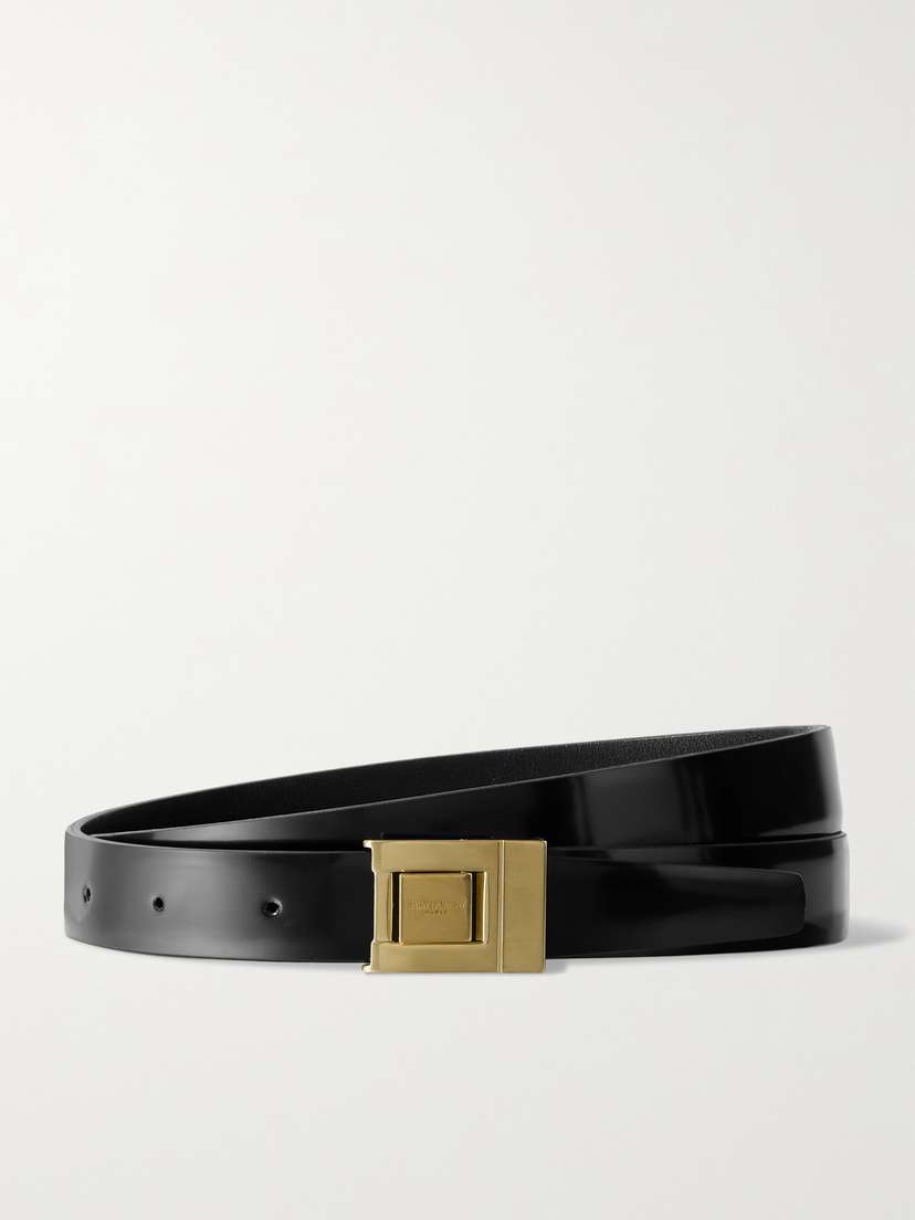 Saint Laurent Glossed-leather Belt
