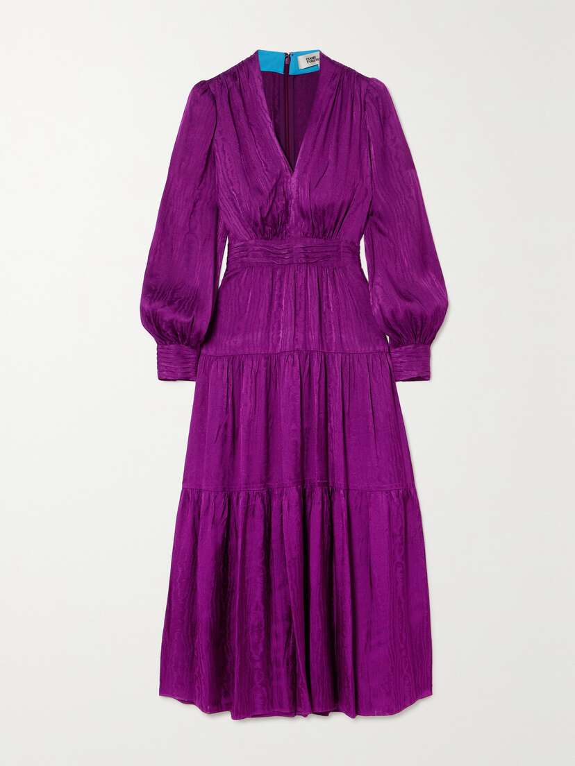 Diane von Furstenberg Gil Tiered Satin-jacquard Midi Dress