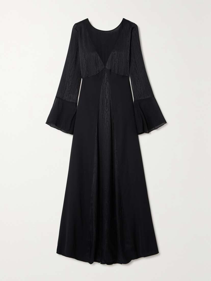 Diane von Furstenberg Suparna Open-back Paneled Crepe De Chine, Satin-jacquard And Chiffon Maxi Dress