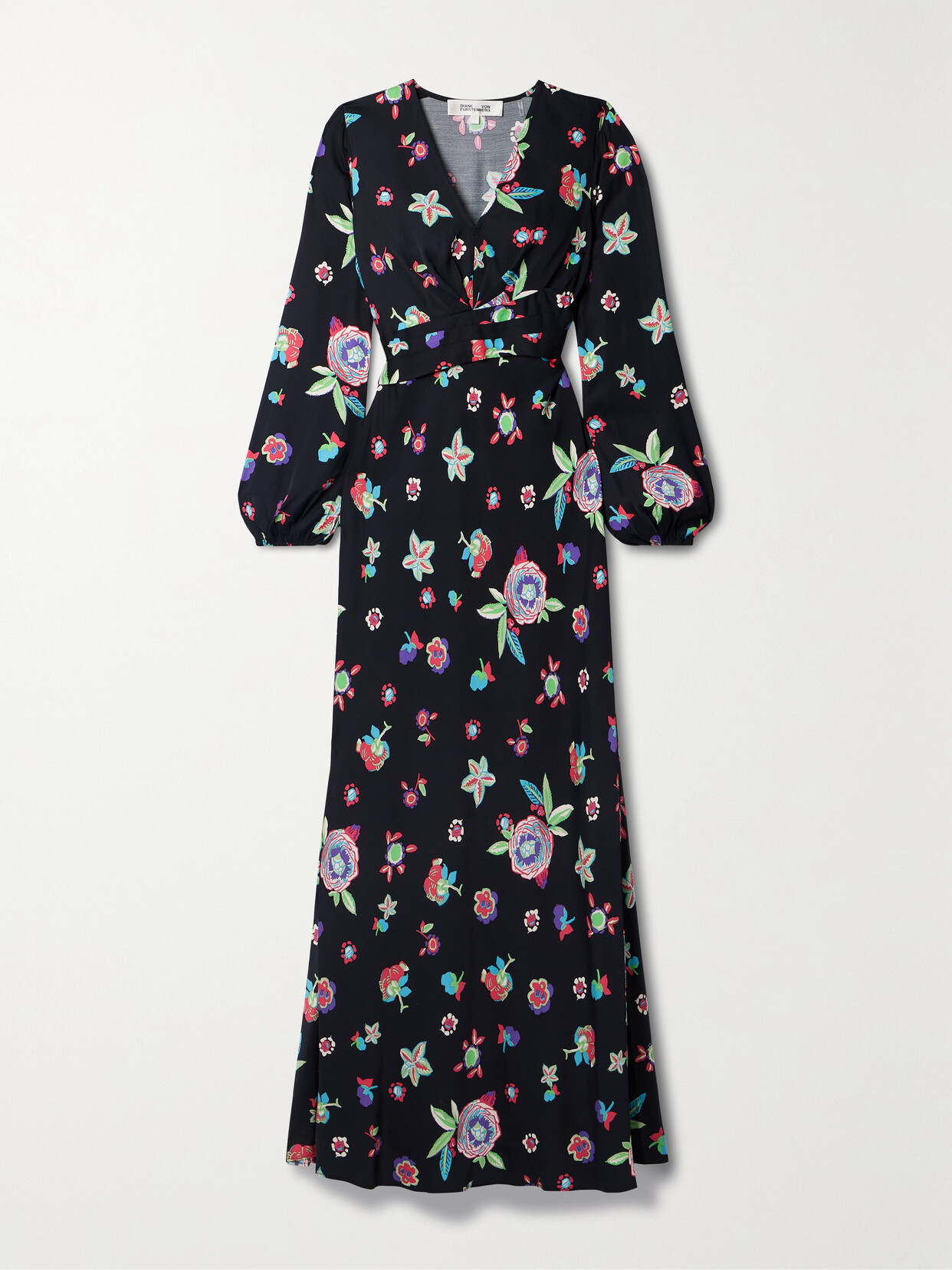 Diane Von Furstenberg Monika Wrap-effect Floral-print Crepe De Chine Maxi Dress In Black