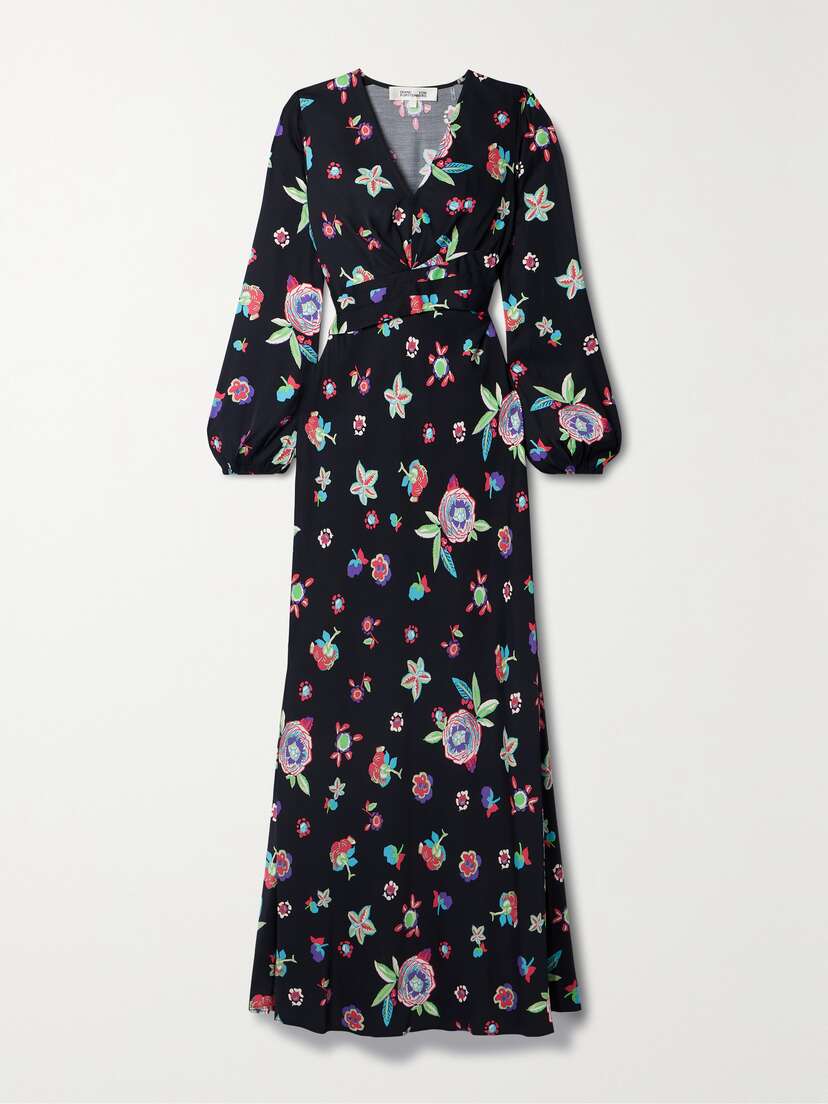 Diane von Furstenberg Monika Wrap-effect Floral-print Crepe De Chine Maxi Dress