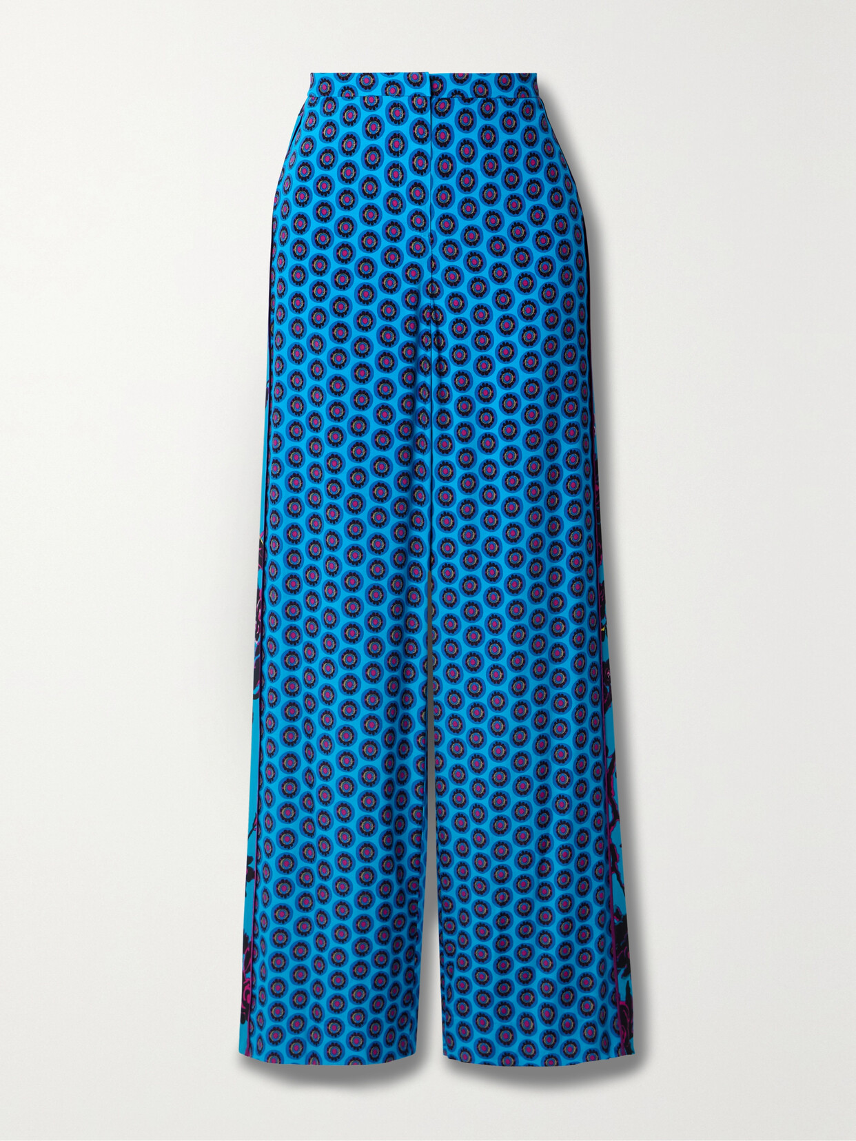 Shop Diane Von Furstenberg Sarina Printed Crepe Straight-leg Pants In Blue