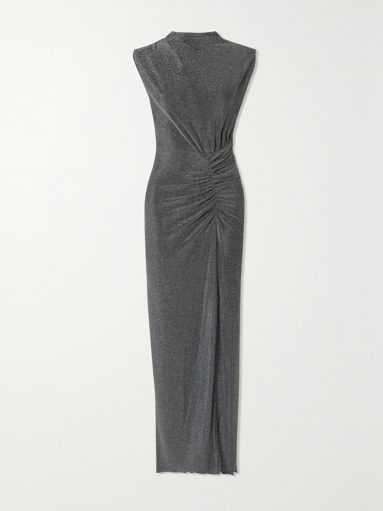 Diane von Furstenberg - Apollo Ruched Metallic Stretch-jersey Maxi Dress - Silver