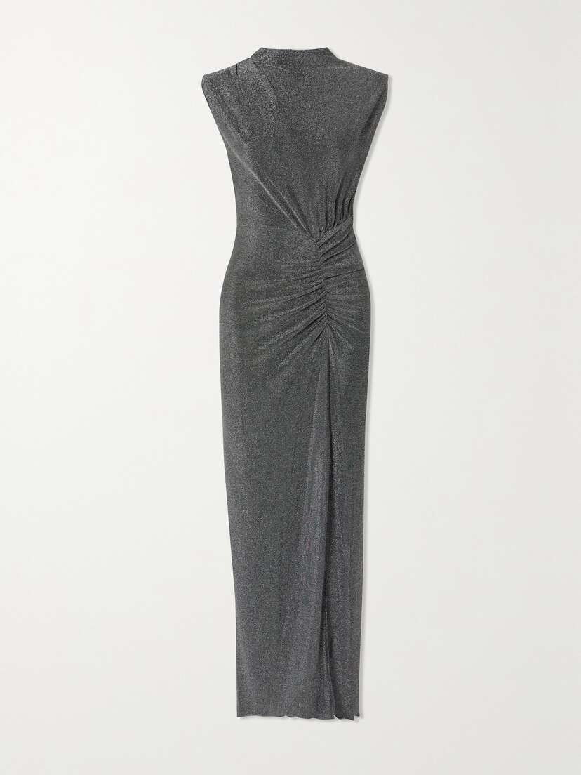 Diane von Furstenberg Apollo Ruched Metallic Stretch-jersey Maxi Dress - x large