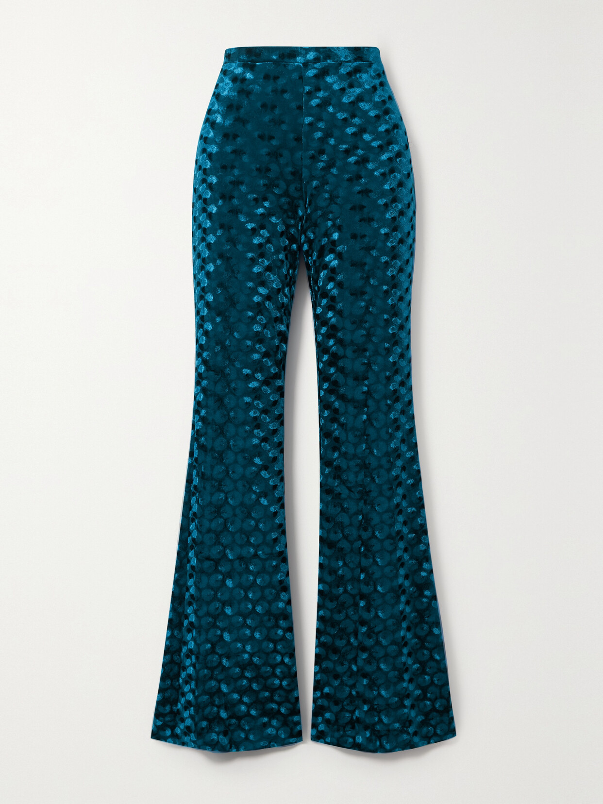 Diane Von Furstenberg Ruthette Stretch Velvet-jacquard Flared Trousers In Blue