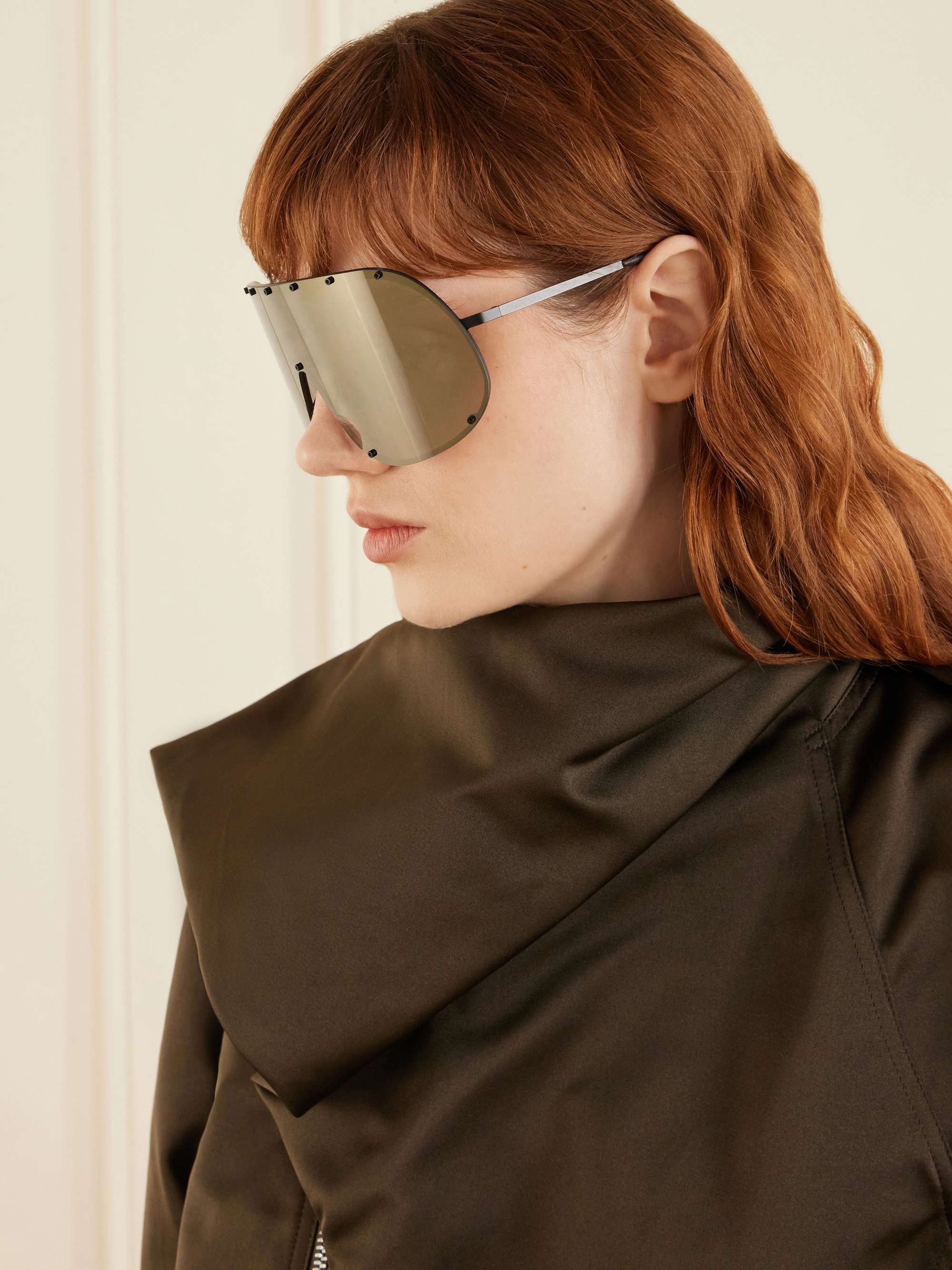 RICK OWENS Shield aviator-style stainless steel sunglasses | NET-A