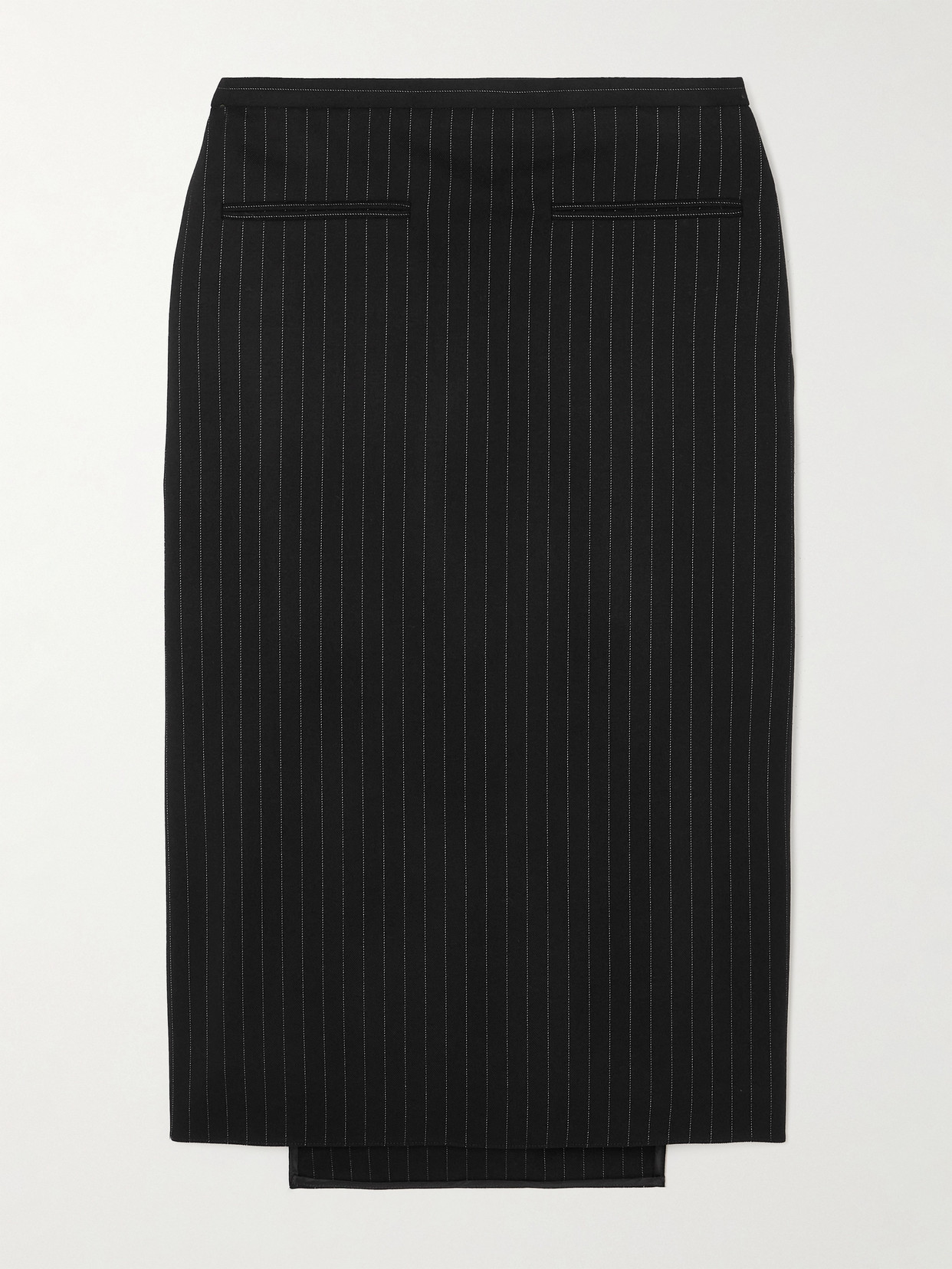 Courrèges Paneled Pinstriped Wool-blend Twill Midi Skirt In Black