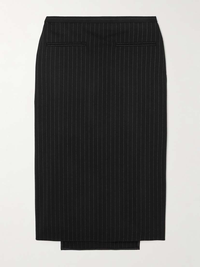 Courrèges Paneled Pinstriped Wool-blend Twill Midi Skirt