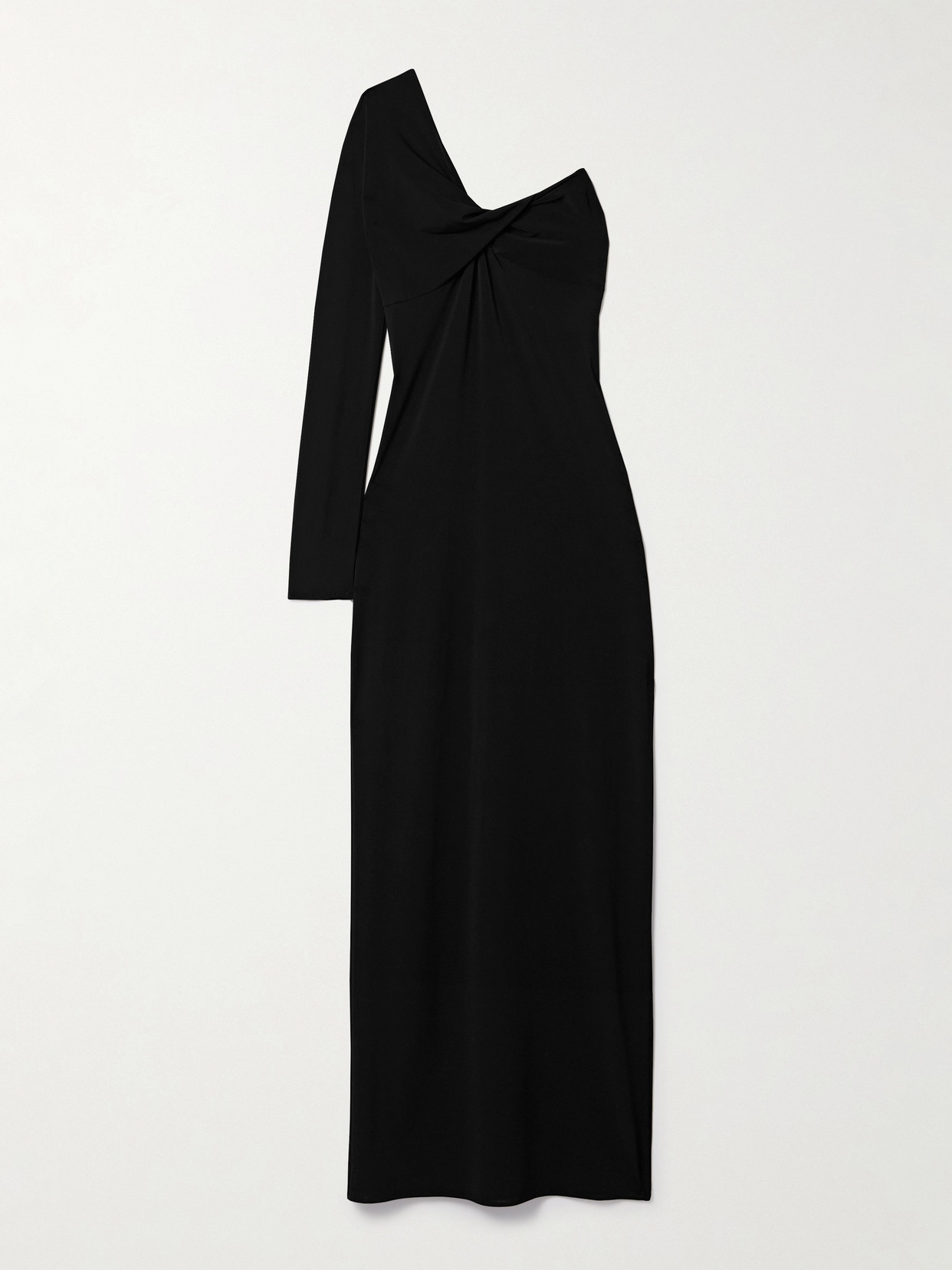 COURREGES - One-sleeve Twisted Stretch-jersey Maxi Dress - Black