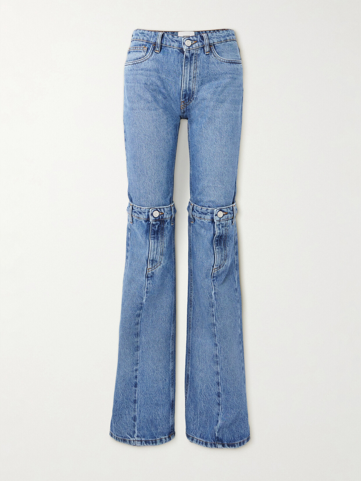 Coperni Paneled Mid-rise Straight-leg Jeans - Blue