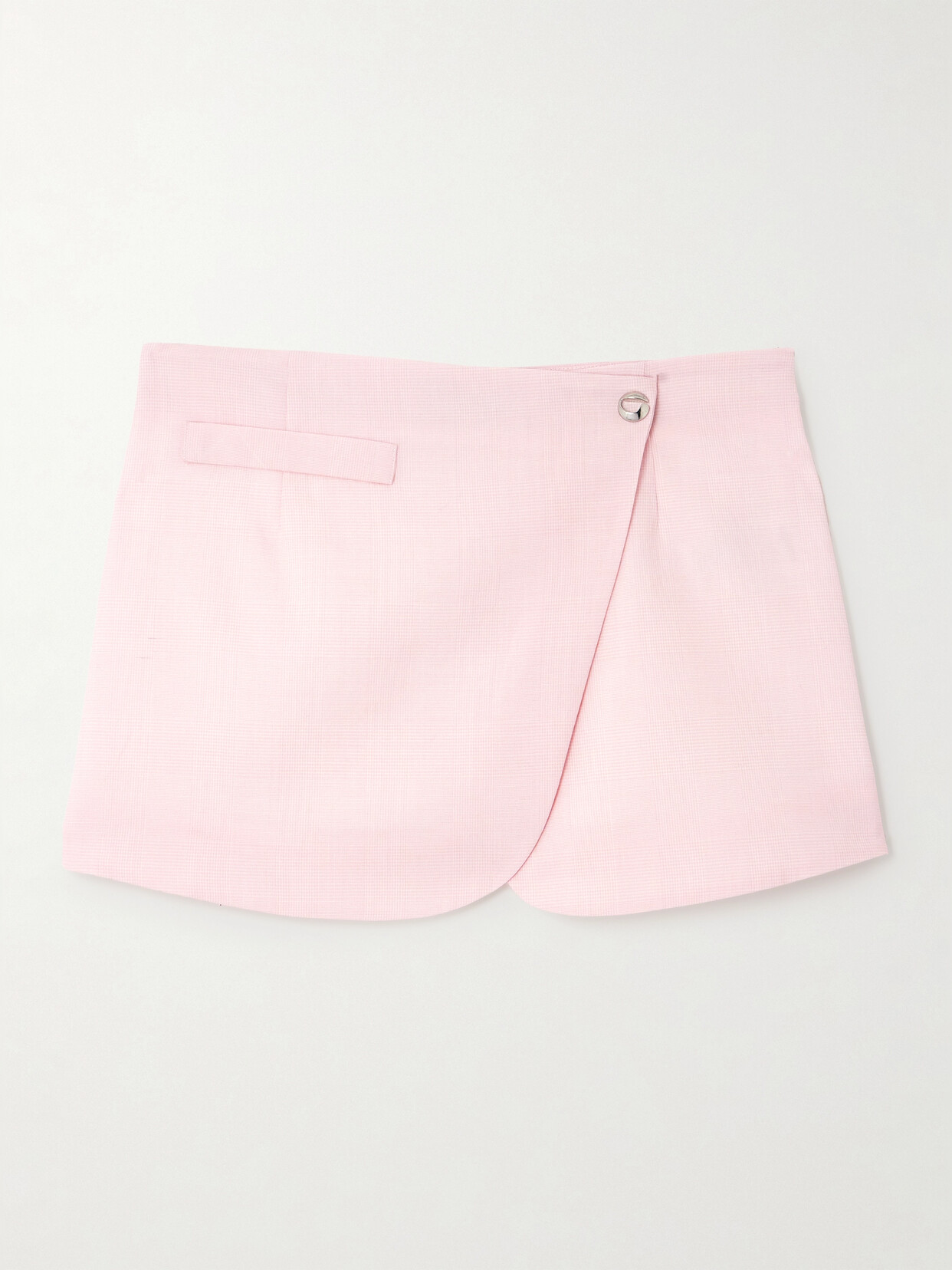 Coperni Prince Of Wales Checked Wool Mini Wrap Skirt In Pink