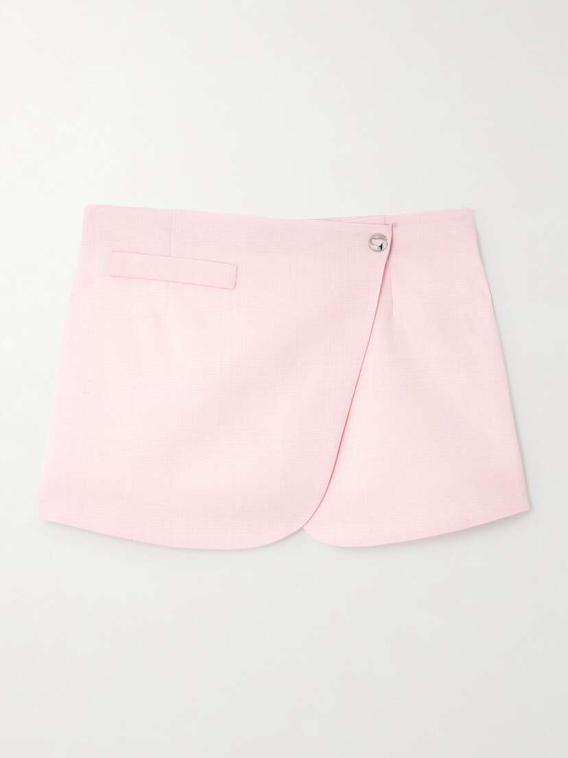 Coperni Prince Of Wales Checked Wool Mini Wrap Skirt