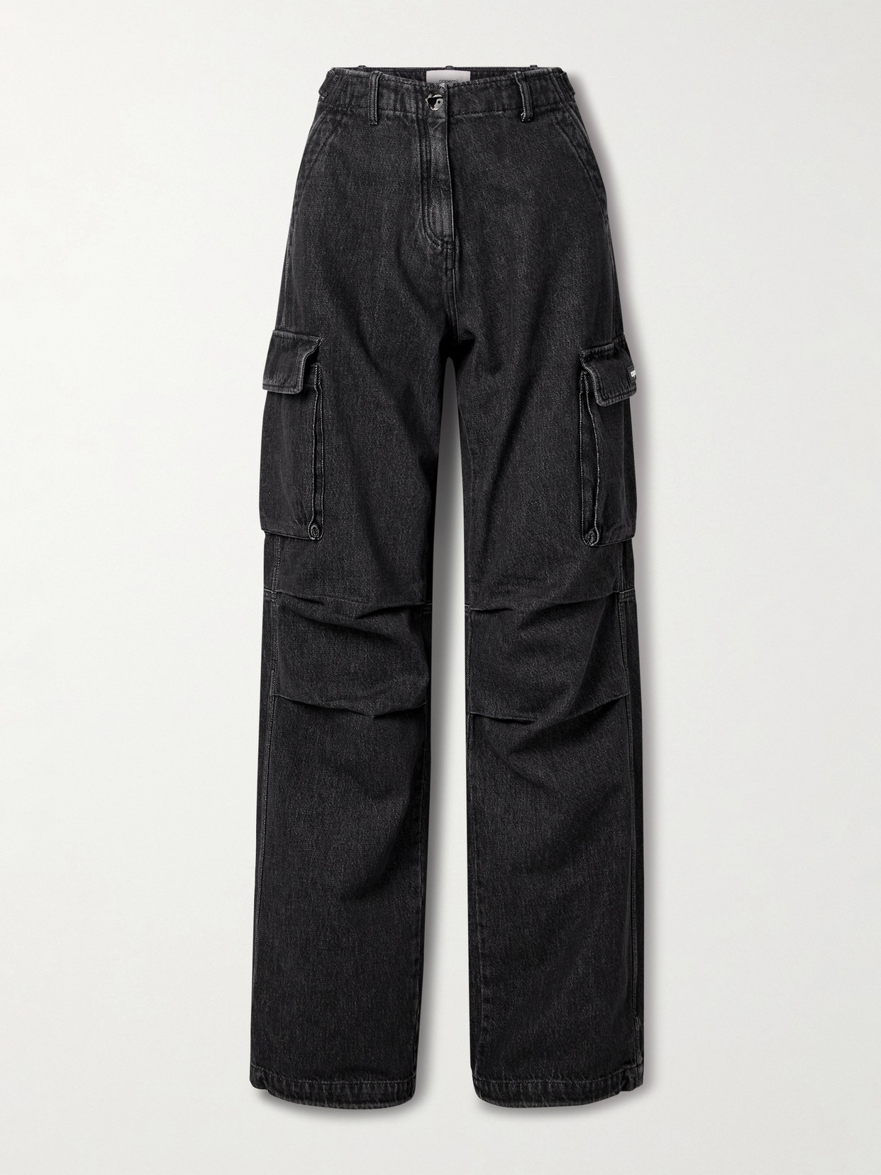 Shop Coperni High-rise Wide-leg Cargo Jeans In Black