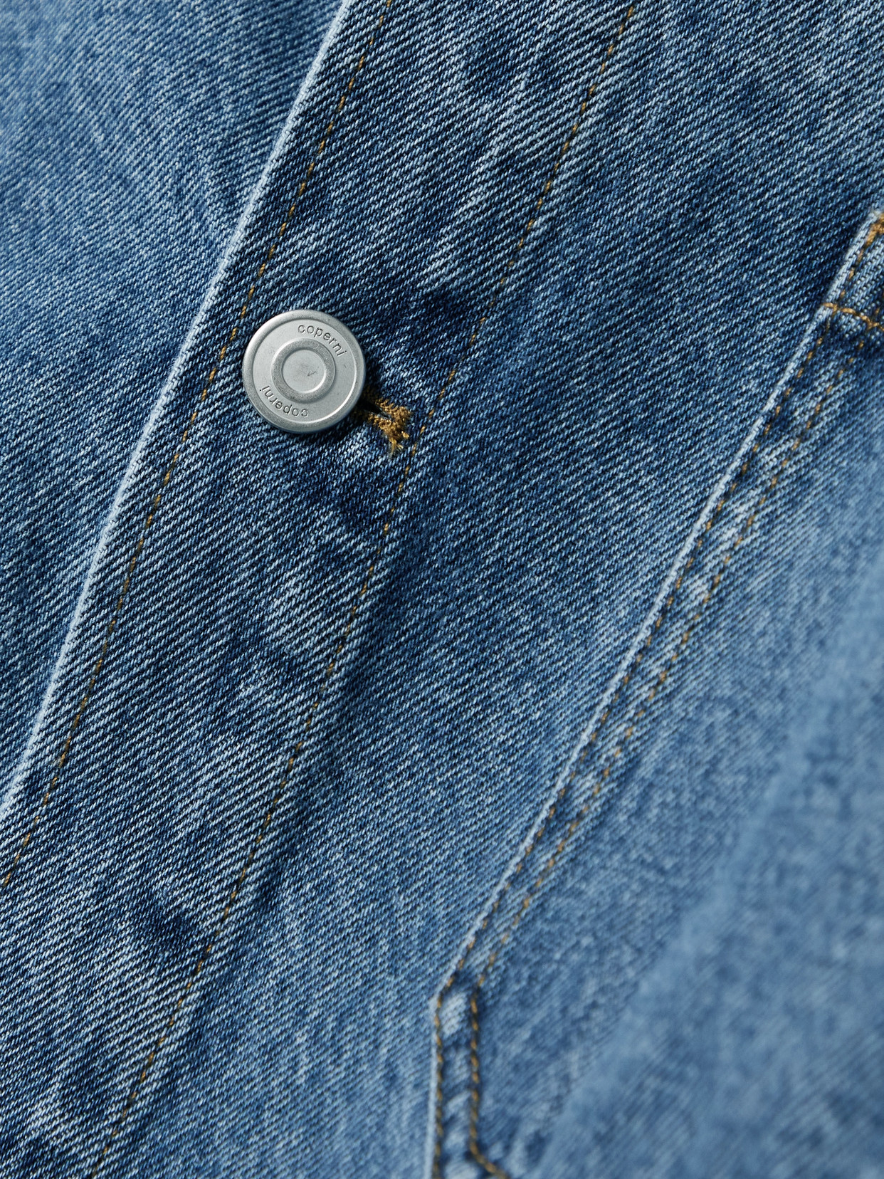 Coperni Open Elbow Cotton Denim Jacket In Blue