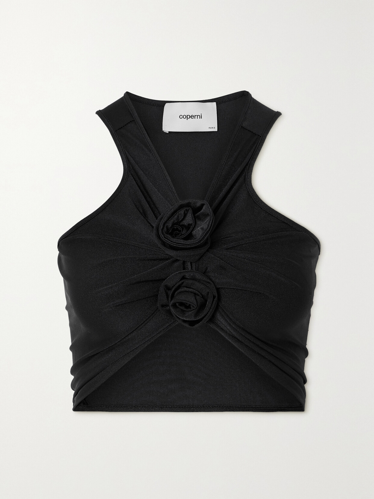 Coperni Flower-motif Stretch-jersey Top In Black