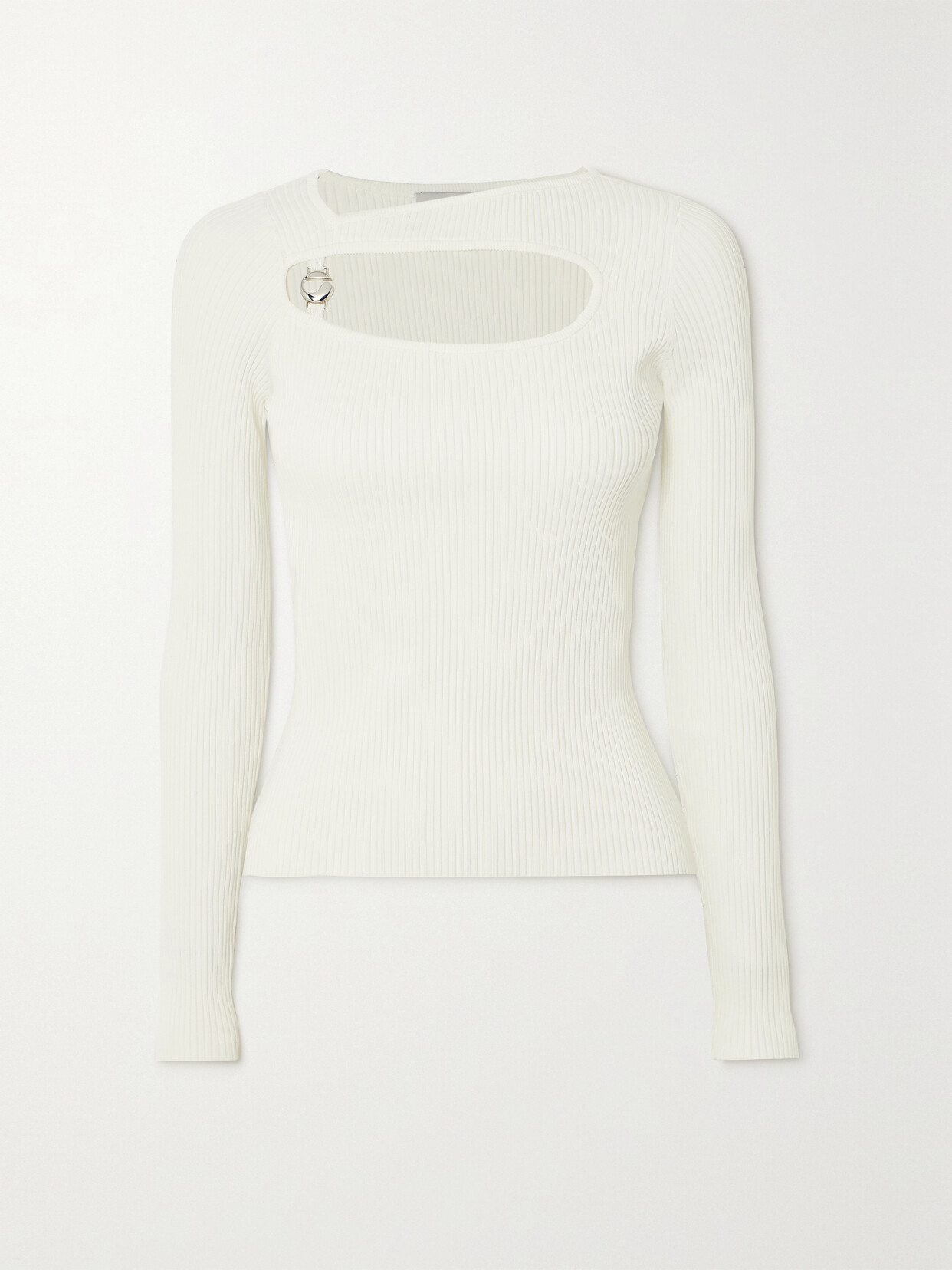 Coperni Embellished Cutout Ribbed-knit Top In White