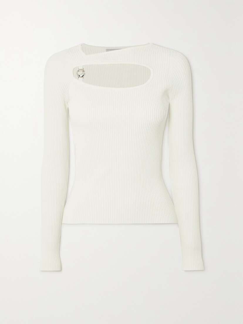 Coperni Embellished Cutout Ribbed-knit Top