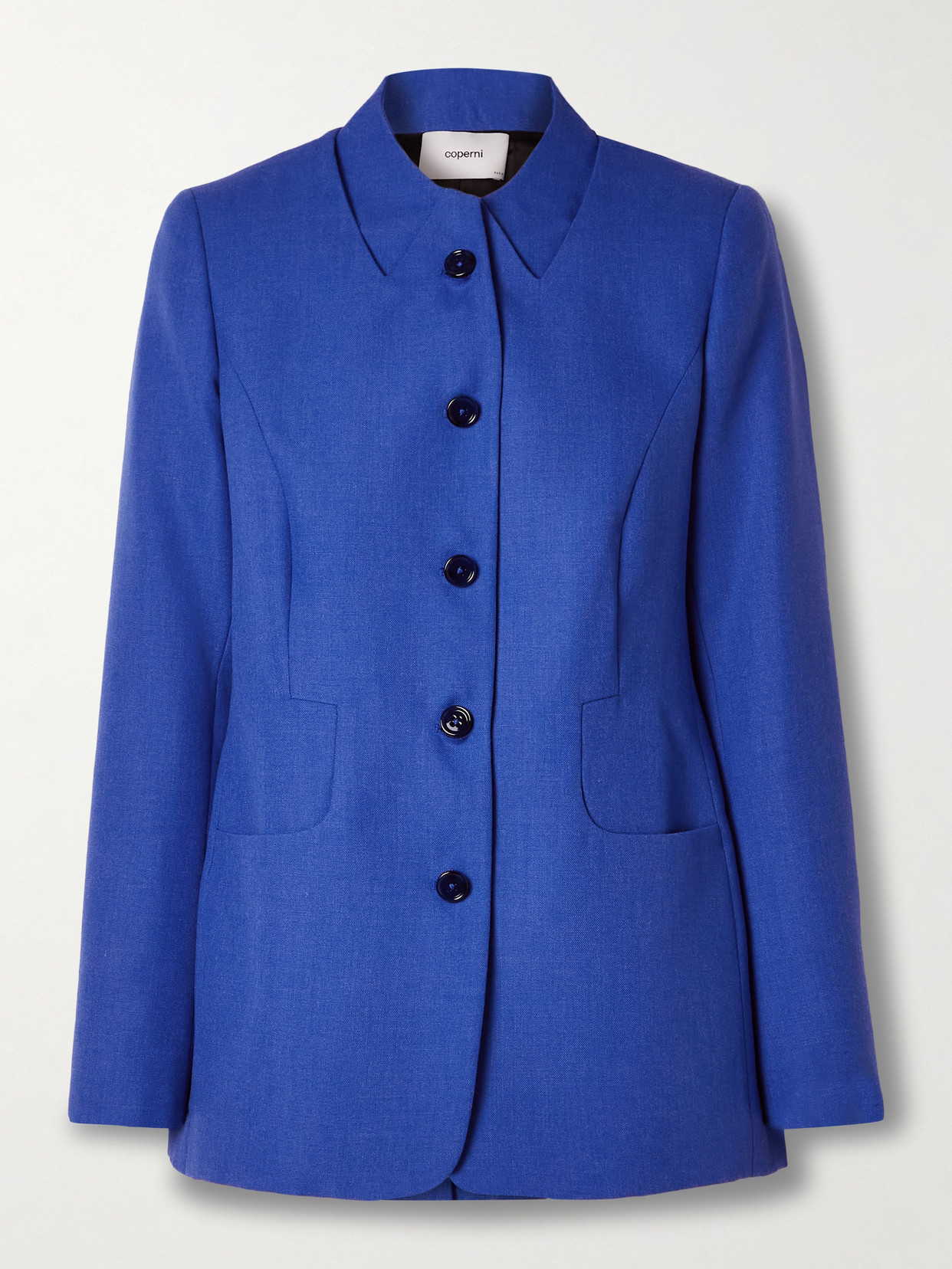 Shop Coperni Cutout Wool Blazer In Blue