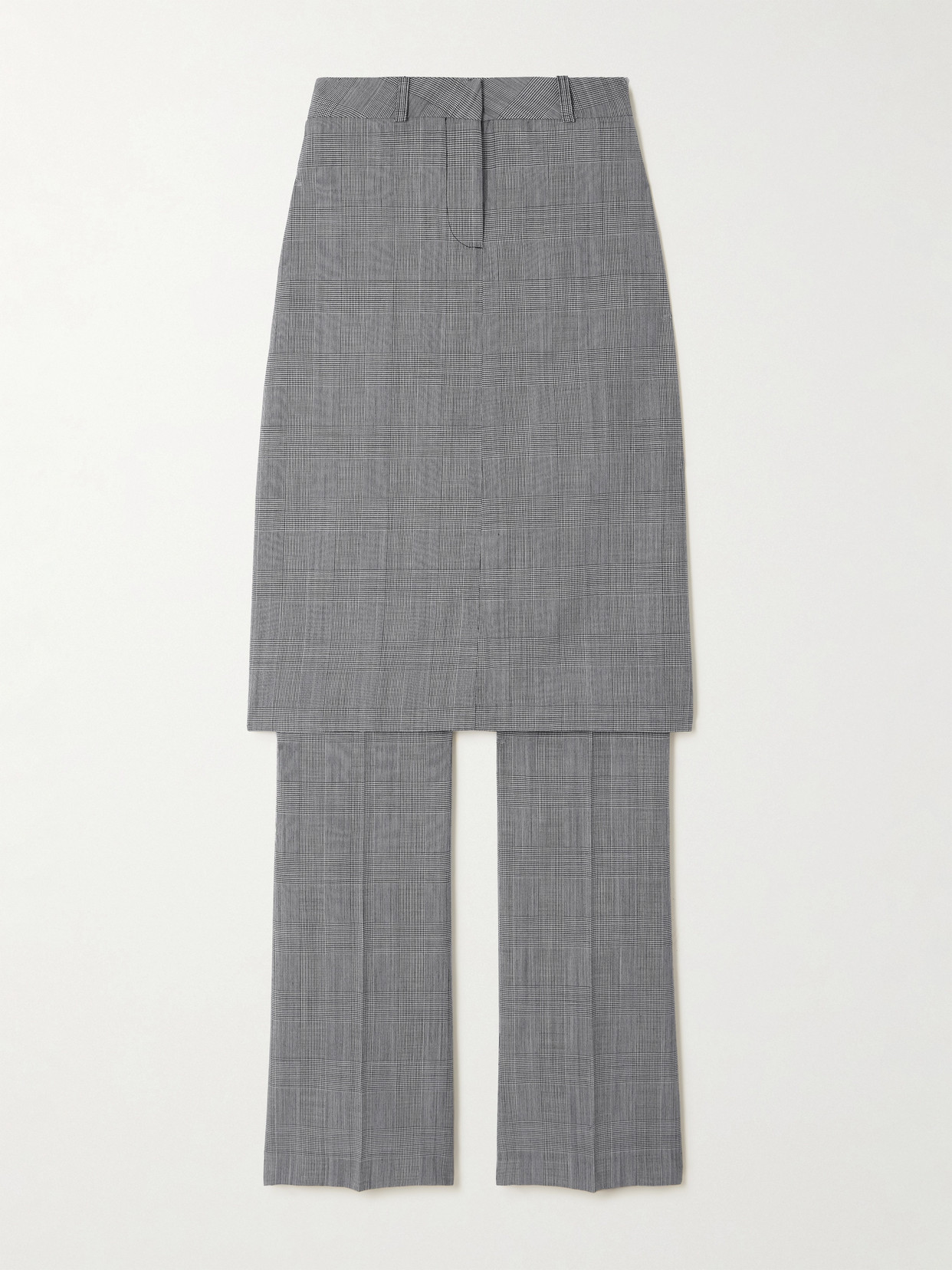 Coperni Layered Prince Of Wales Checked Wool Straight-leg Pants In Gray