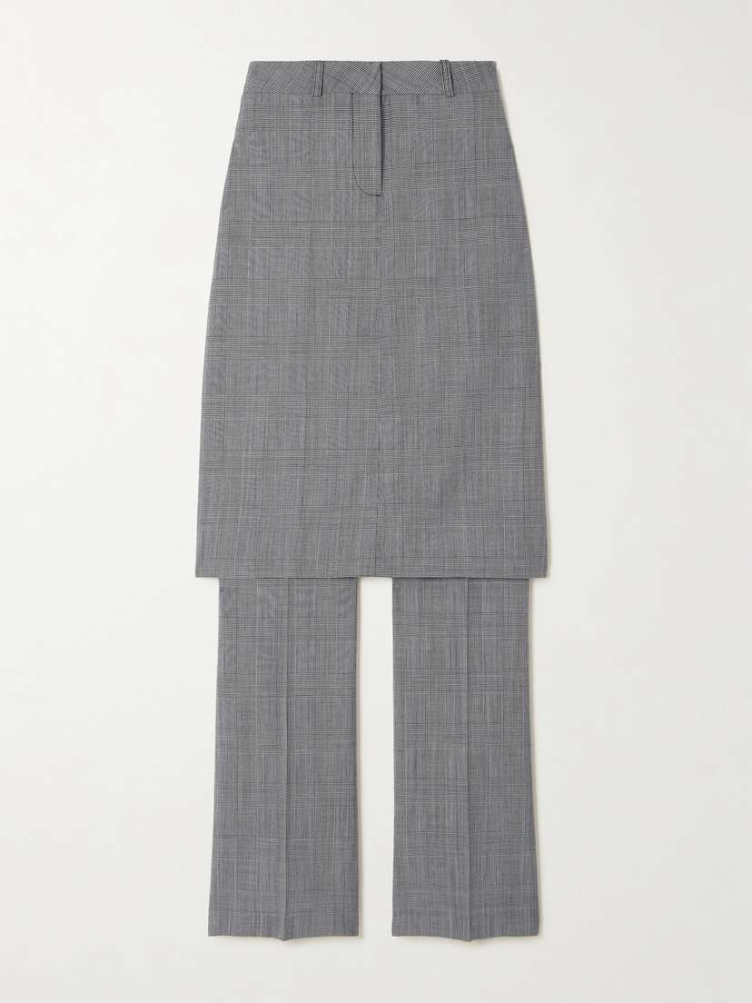 Coperni Layered Prince Of Wales Checked Wool Straight-leg Pants