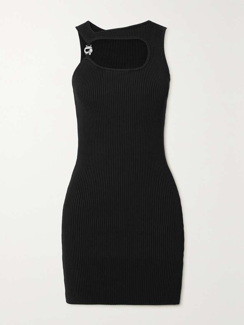Coperni Embellished Cutout Ribbed-knit Mini Dress