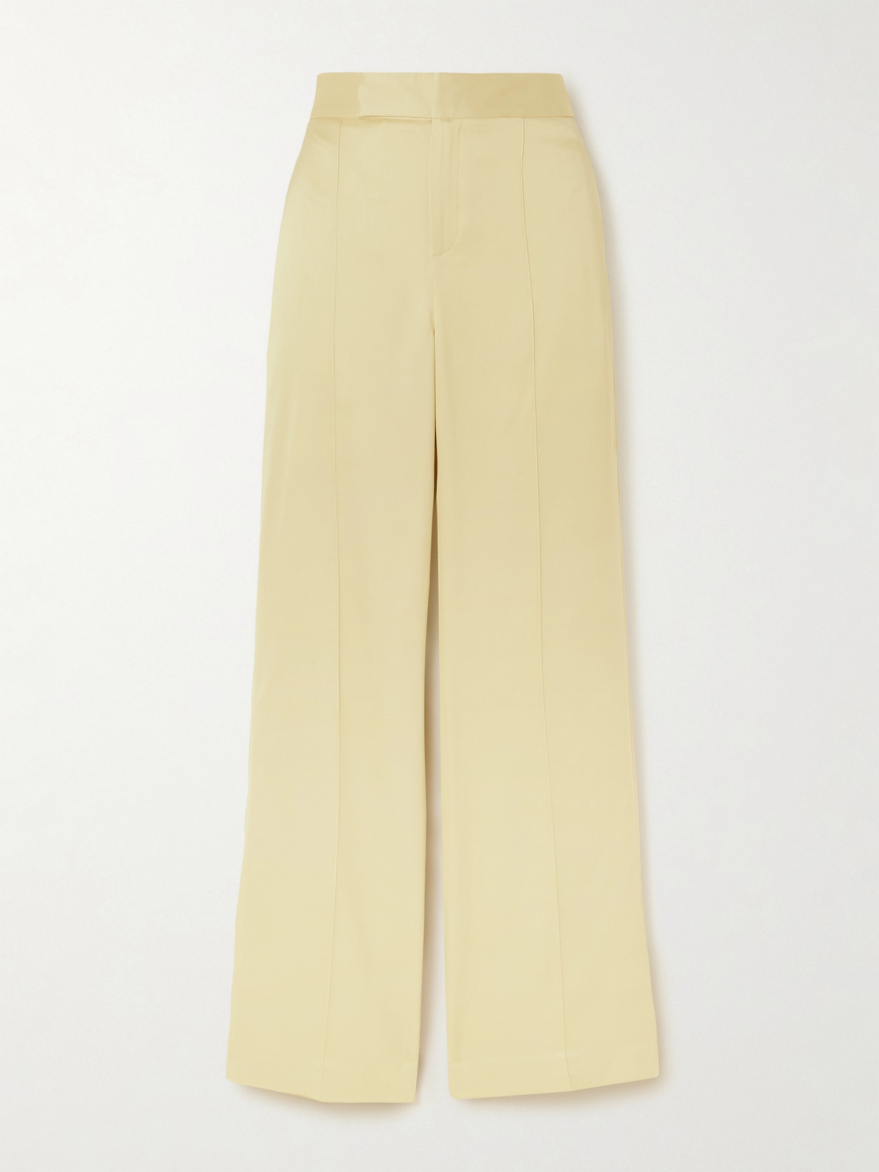 Sasuphi Andrea Silk-blend Satin Straight-leg Pants In Yellow